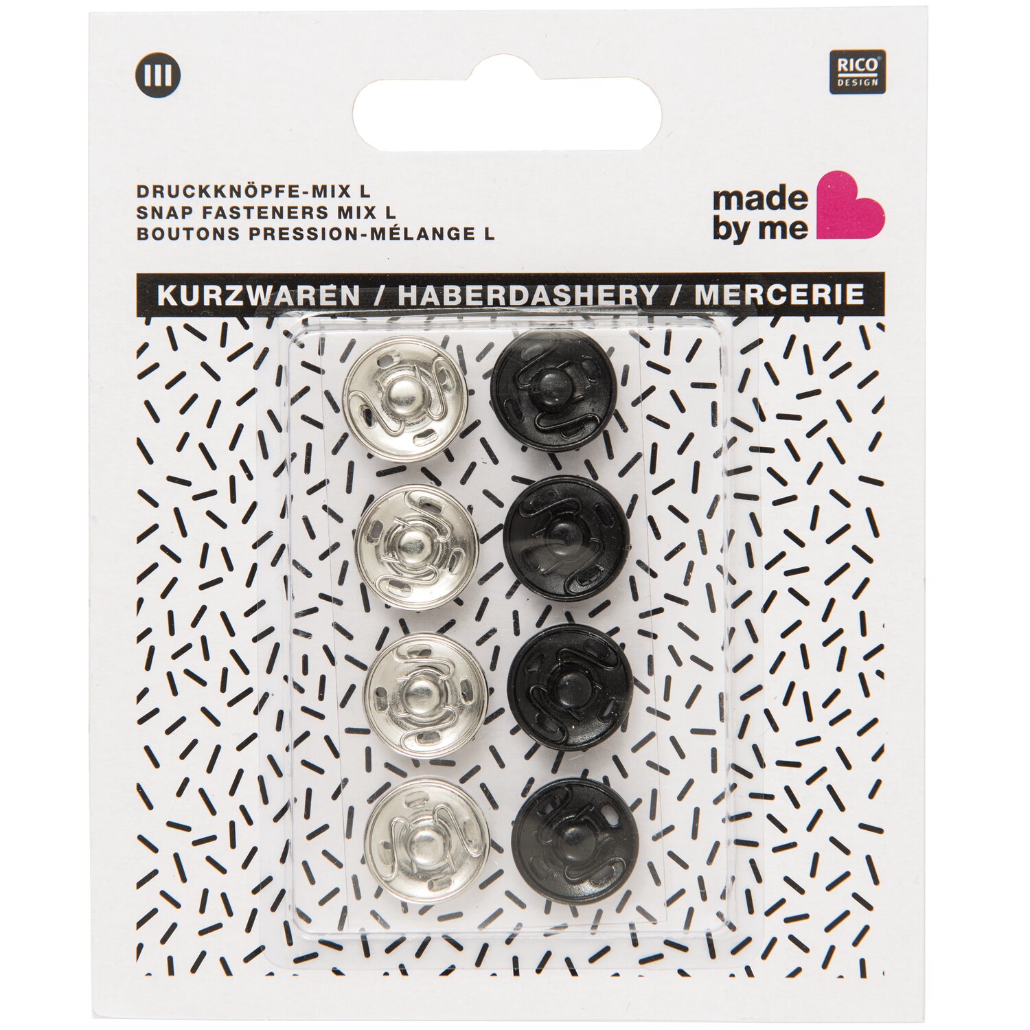 Druckknöpfe Mix Silber-Schwarz 14mm 8 Stück von Rico Design