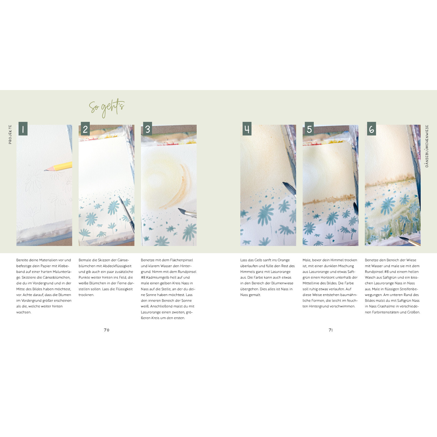 Watercolor - Nature Dreams: Schritt-für-Schritt-Anleitung zur Aquarellmalerei mit blauen Blumenmotiven.