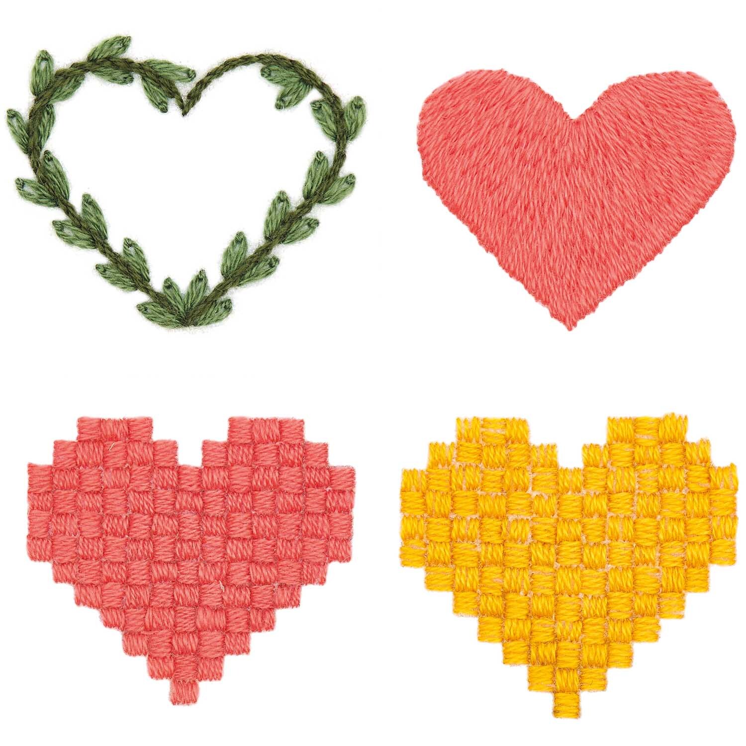 Stick and Stitch Stickpackung Pixel Art Herzen vorgezeichnet