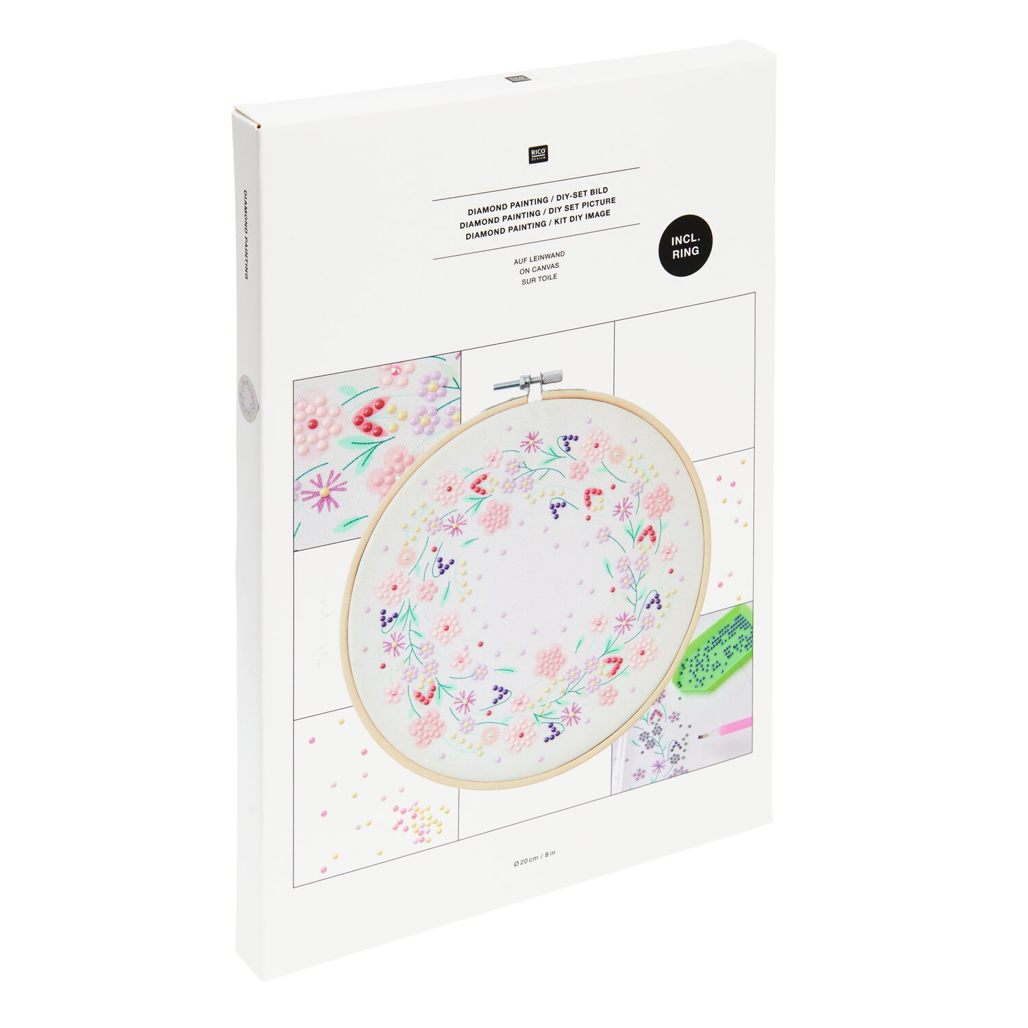 Diamond Painting DIY-Set Funkelnder Blumenkranz Ø20cm von Rico Design