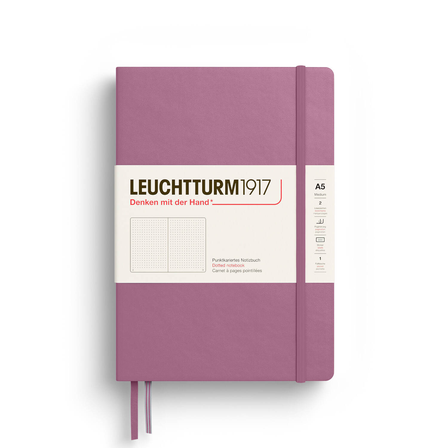 Notizbuch Medium dotted Hardcover A5 Farbe Dusty Rose von Leuchtturm Gruppe 