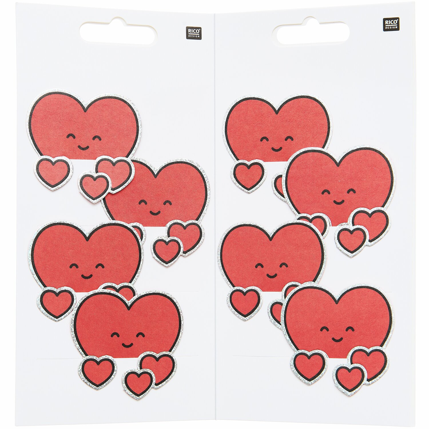 Paper Poetry Clip-Ons Chingu Herzen Rot, 8-teilig, lächelnde rote Herzsticker von Rico Design.