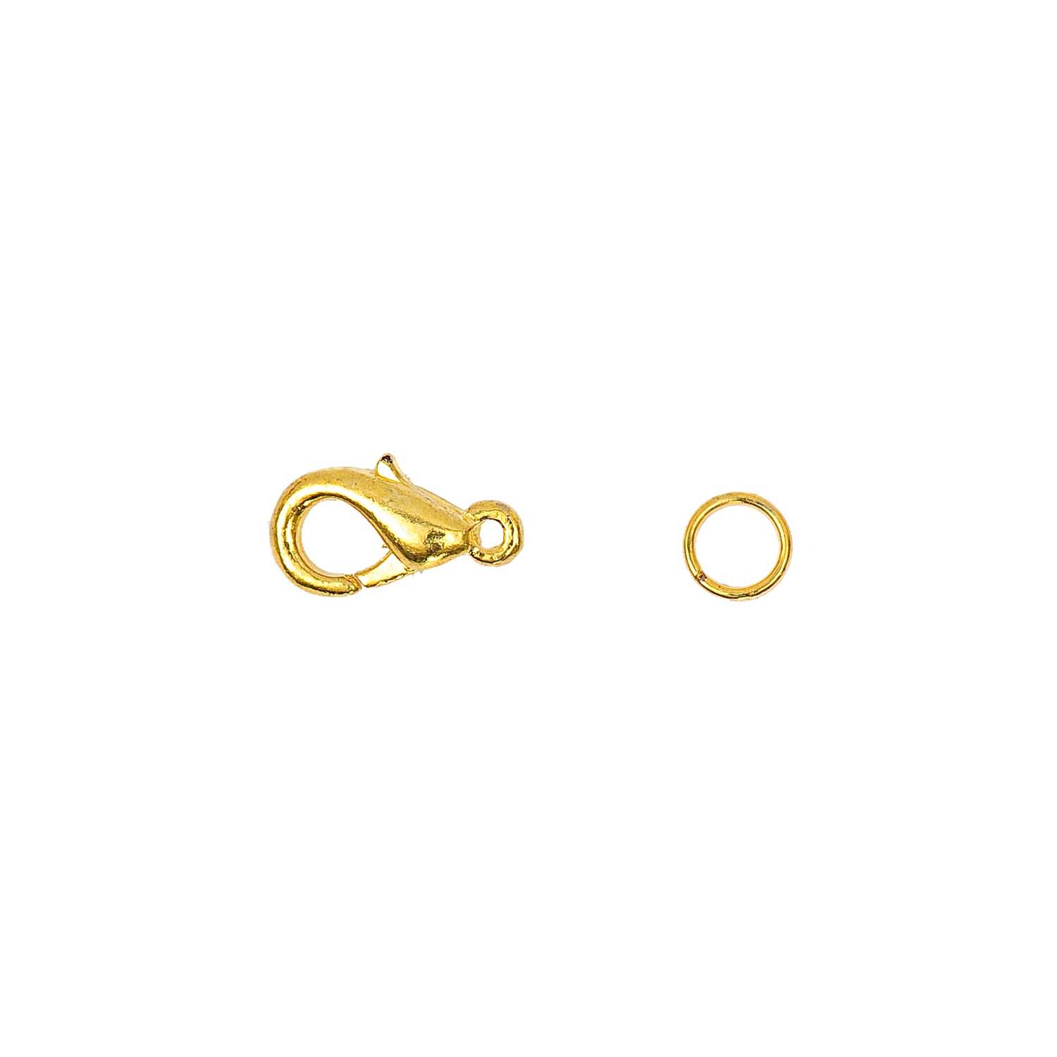 Karabiner mit 2 Federringen gold 12mm