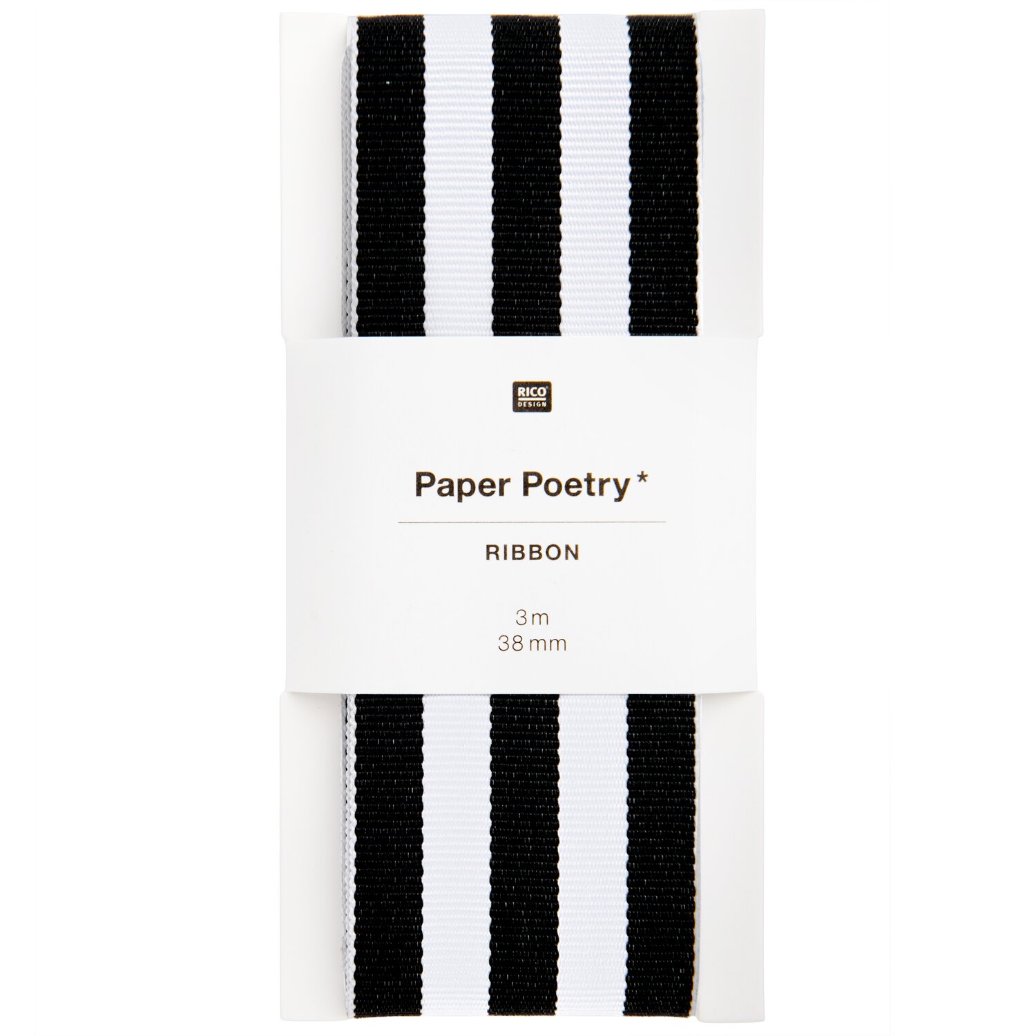 Paper Poetry Webband Duo Streifen Schwarz/Weiß 38mmx3m von Rico Design