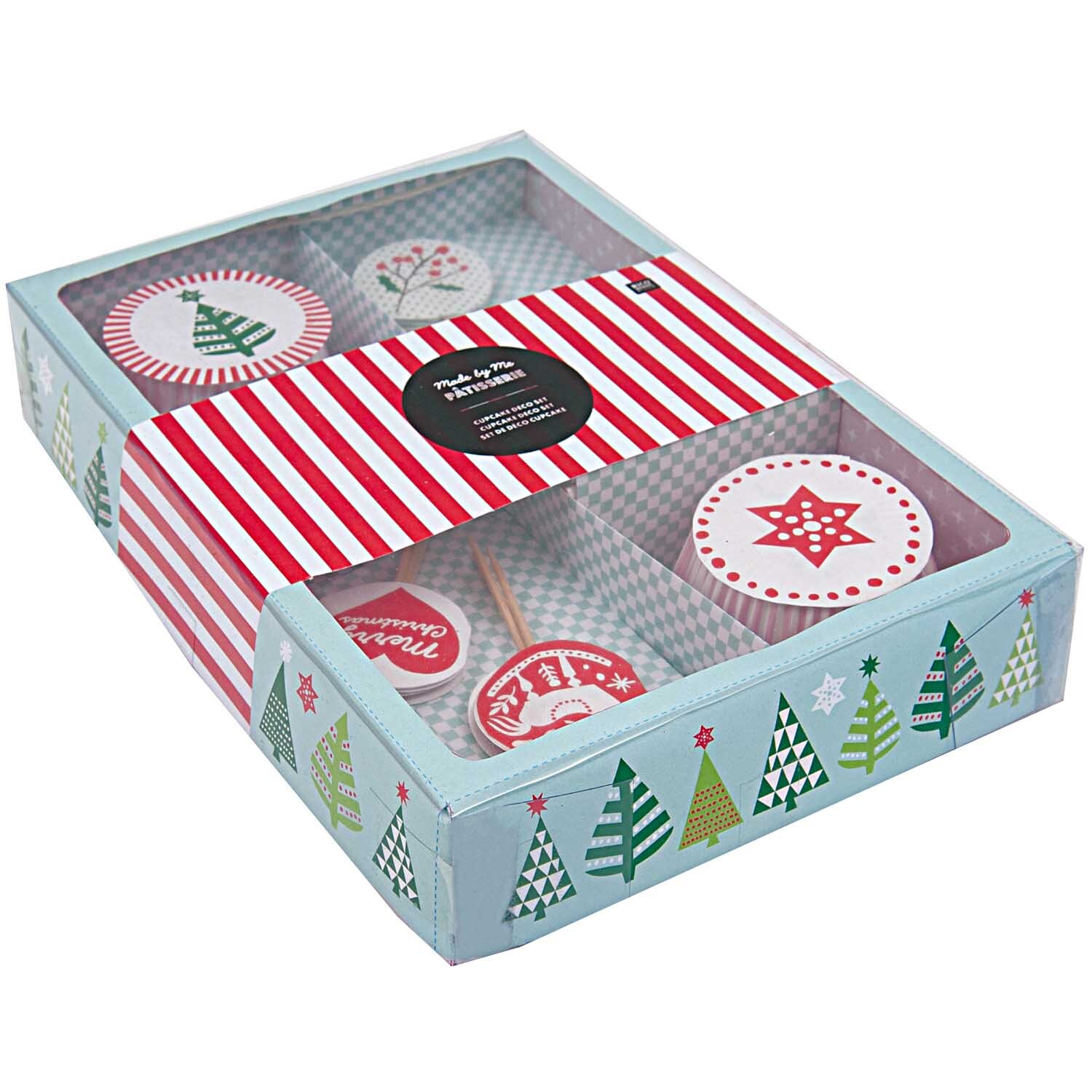 Cupcake Deko Set X-MAS rot-mint