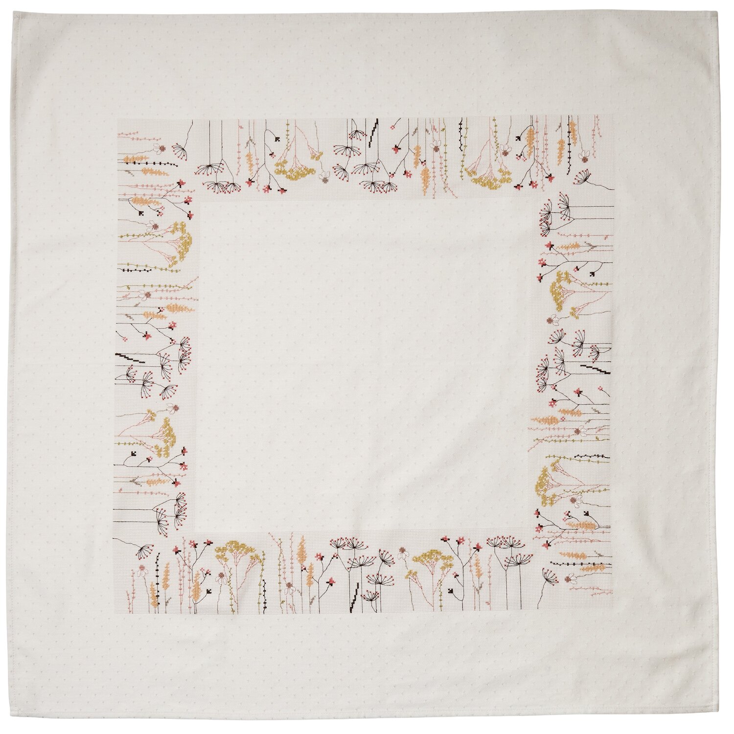 Stickpackung Gezählter Kreuzstich Tischdecke Blumen und Gräser 90x90cm von Rico Design