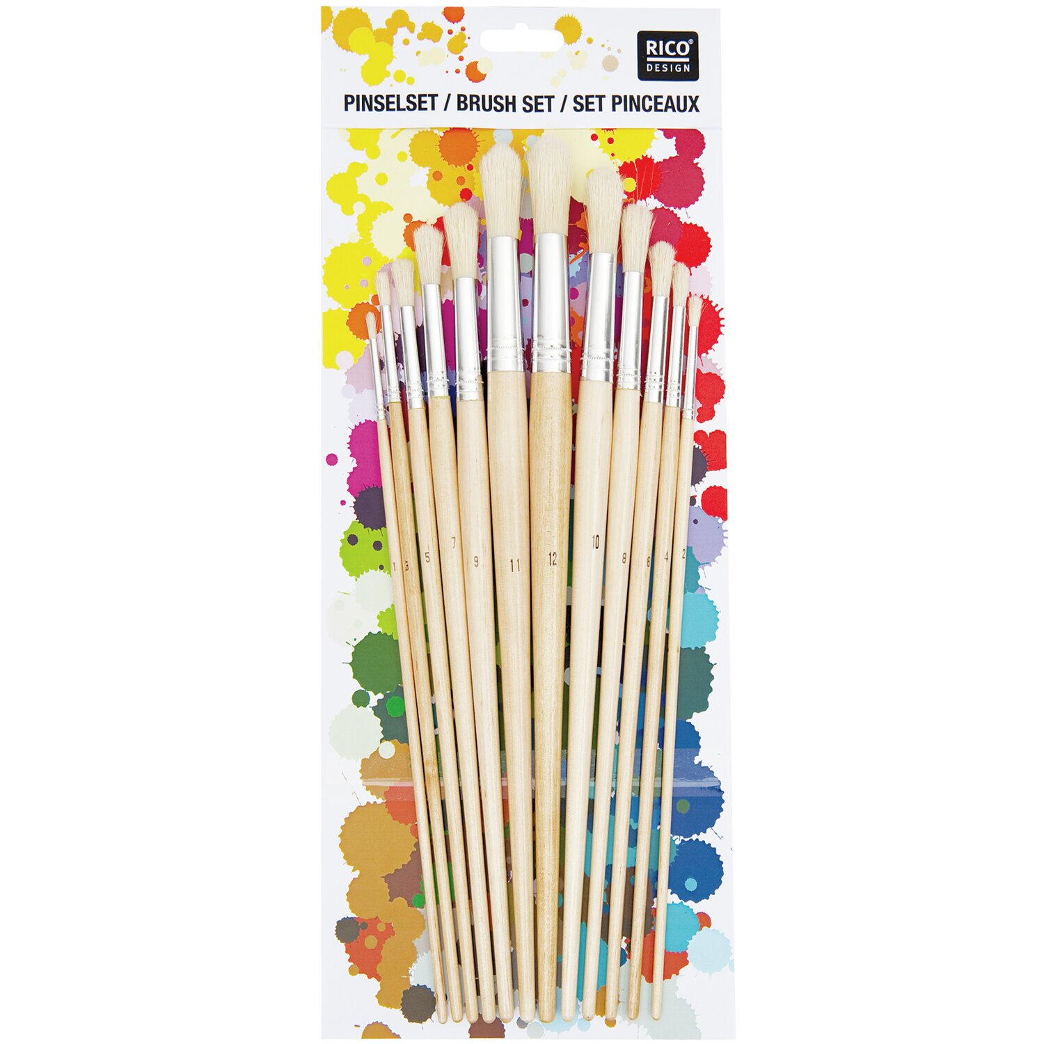 Borstenpinsel rund 12er Set No. 1
