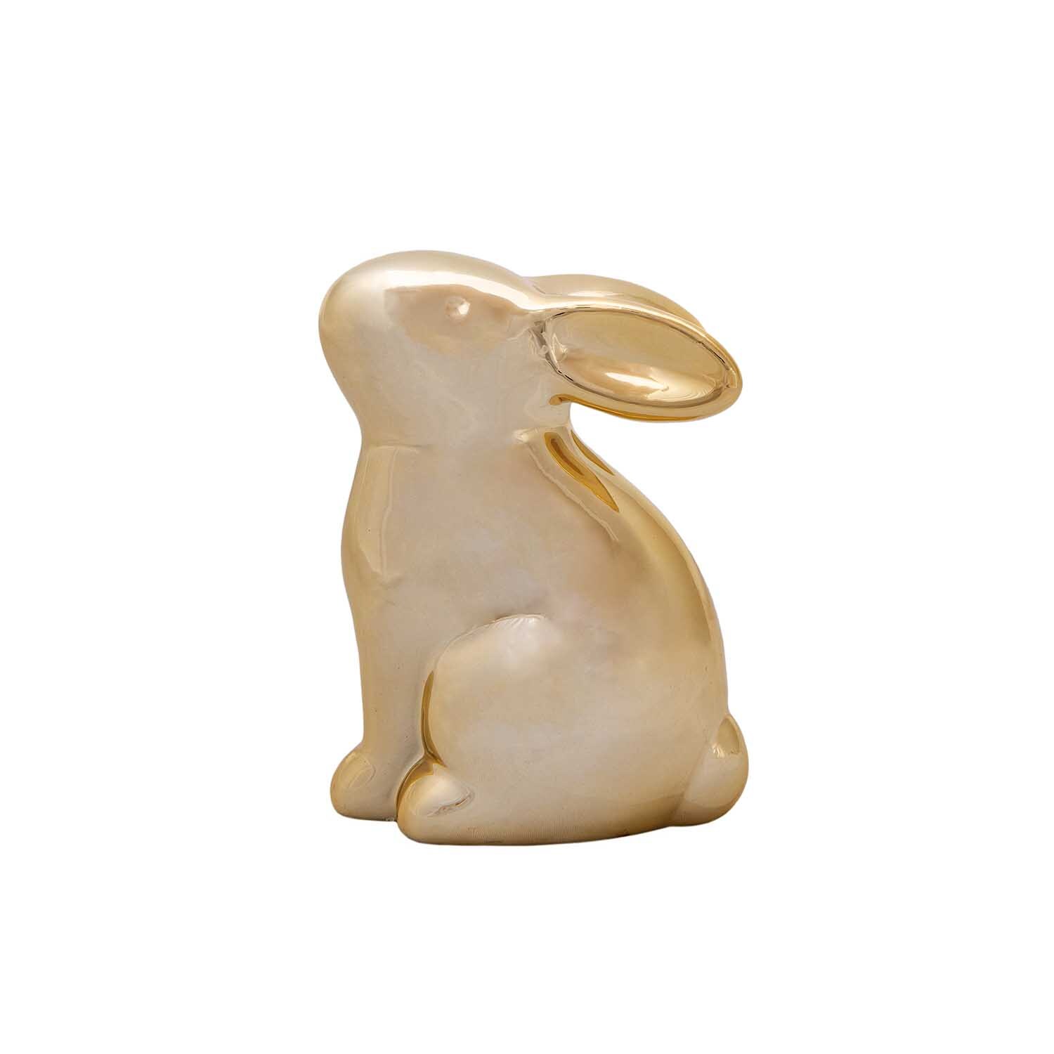 Porzellanhase sitzend gold 10cm von idee. Creativmarkt 
