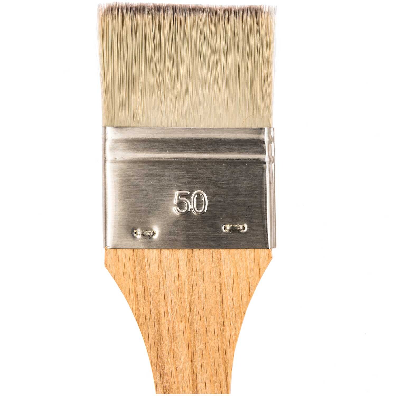 Pinsel Art School Synthetic breit mit Holzgriff und Metallfassung, ideal für präzises Malen.