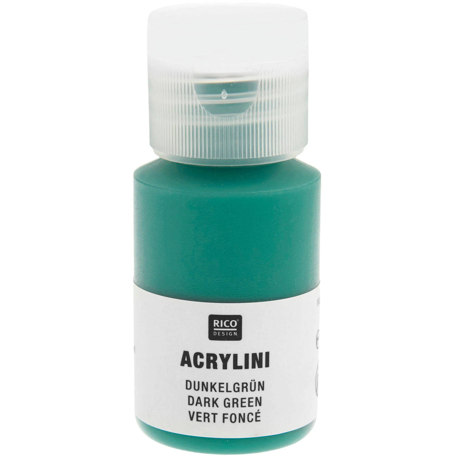 Acrylini Acrylfarbe in 22ml Flasche von Rico Design, dunkelgrün, ideal für kreative Projekte.