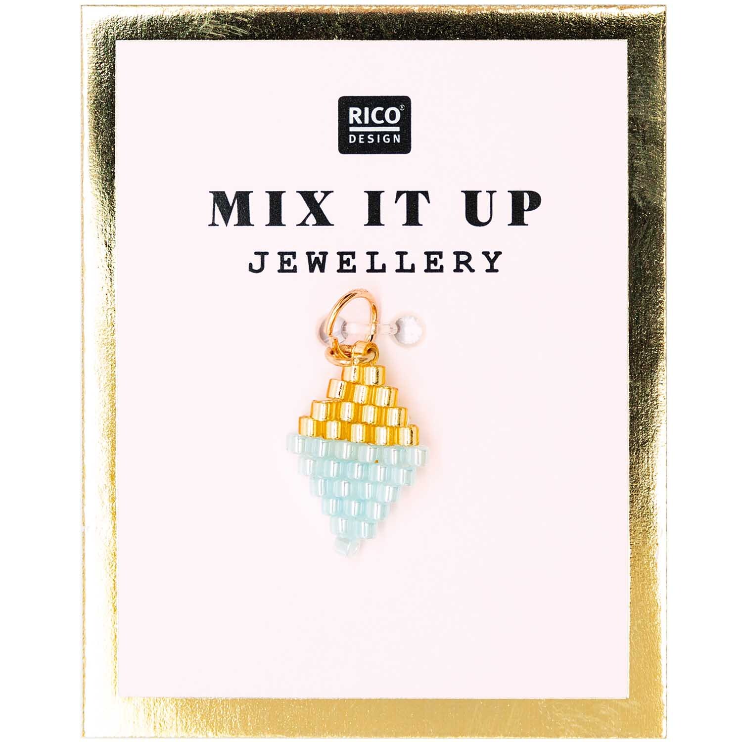 Mix it Up - Jewellery Brick Stitch Raute gold-blau 10x15mm
