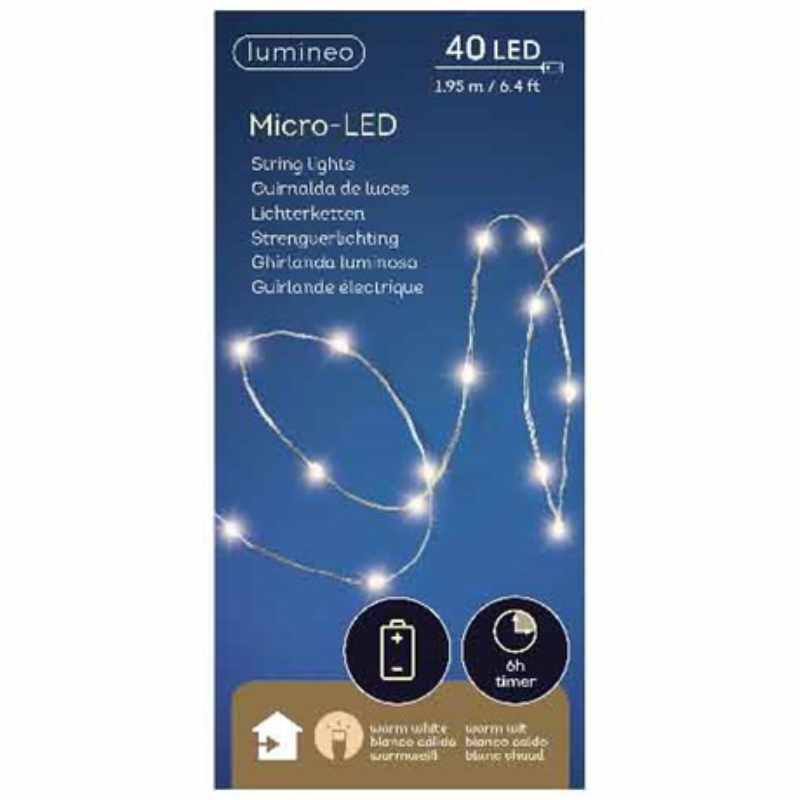 LED Micro Strang mit Timer batteriebetrieben warmweiß 195cm von Kaemingk 