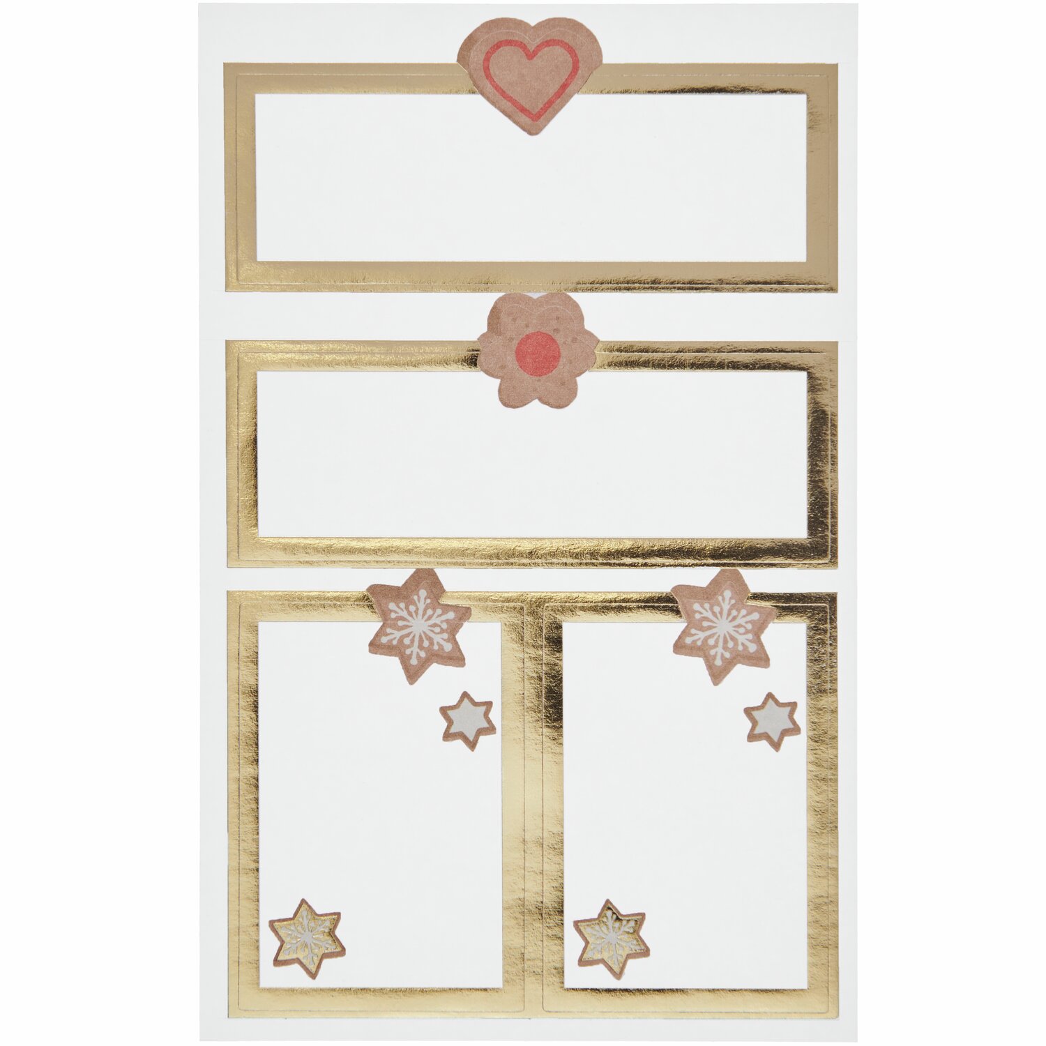 Paper Poetry Papieretiketten Cookies 3 Bögen mit goldenen Rändern und dekorativen Motiven.