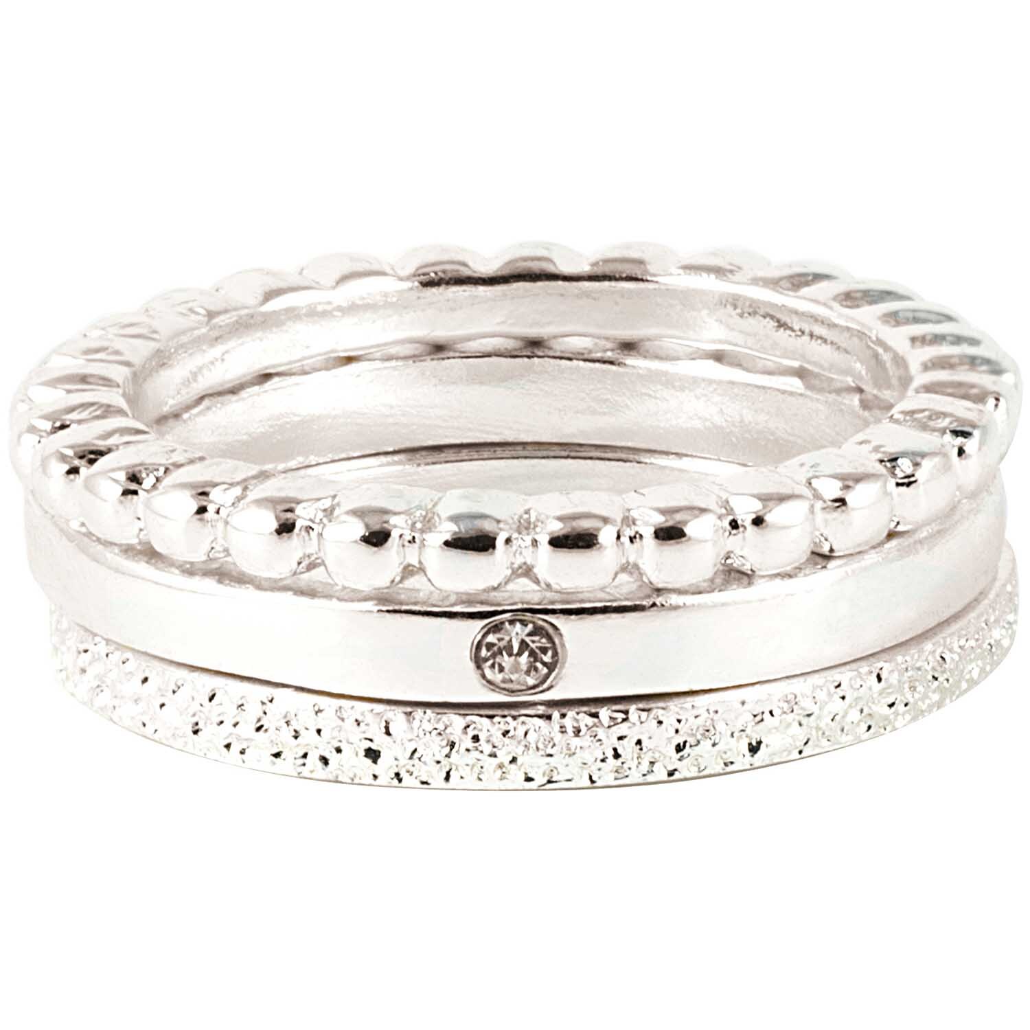 Ring Kugeln 16mm von Rico Design: Silberner Ring mit Kugel- und Glitzerdetails, elegant und stilvoll.