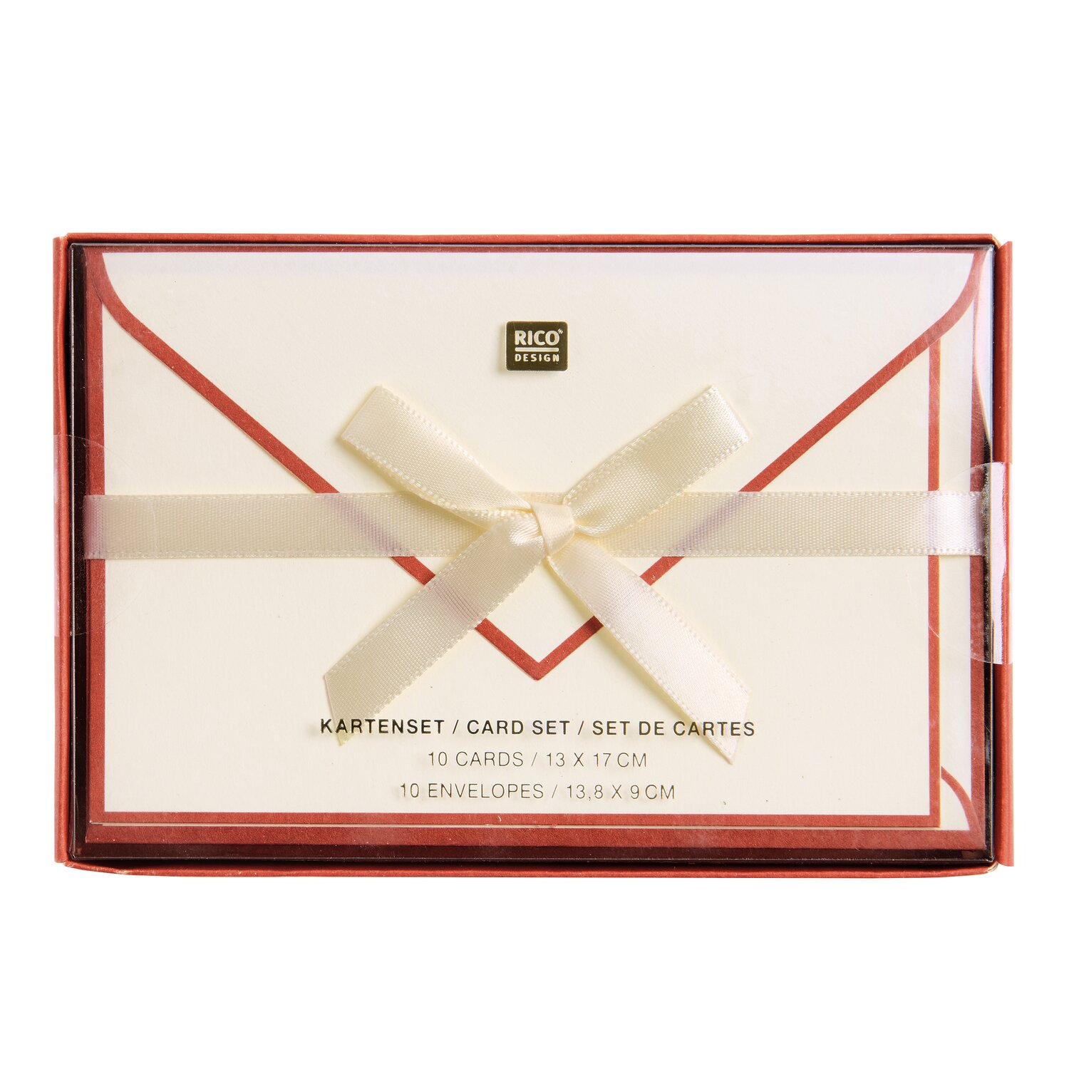 Premium Kartenset Creme 13,8x9cm Farbe Rot von Rico Design