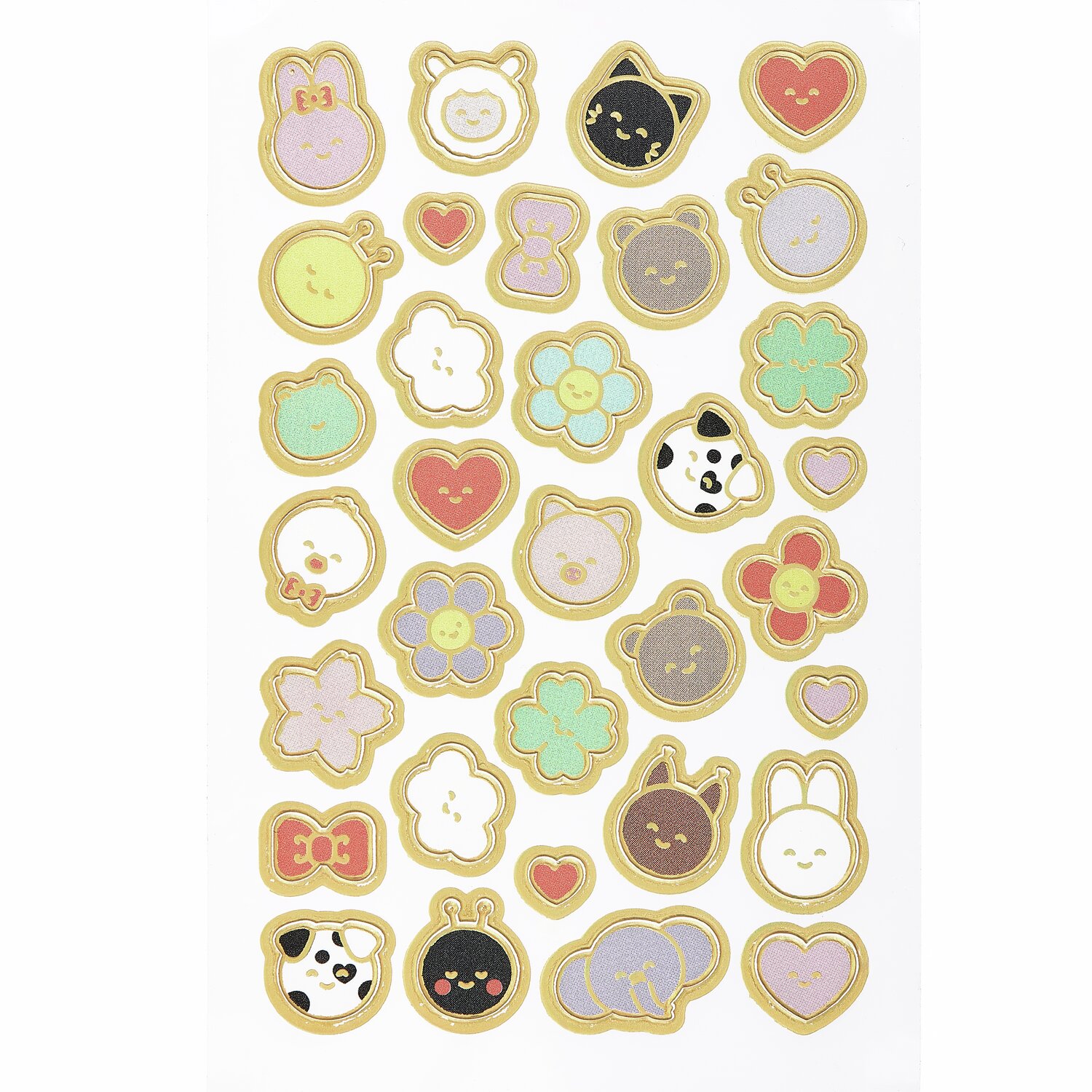 Paper Poetry Mini-Foliensticker Chingu, süße Tier- und Blumenmotive in Pastellfarben auf drei Bögen. Ideal für kreative Bastelprojekte.