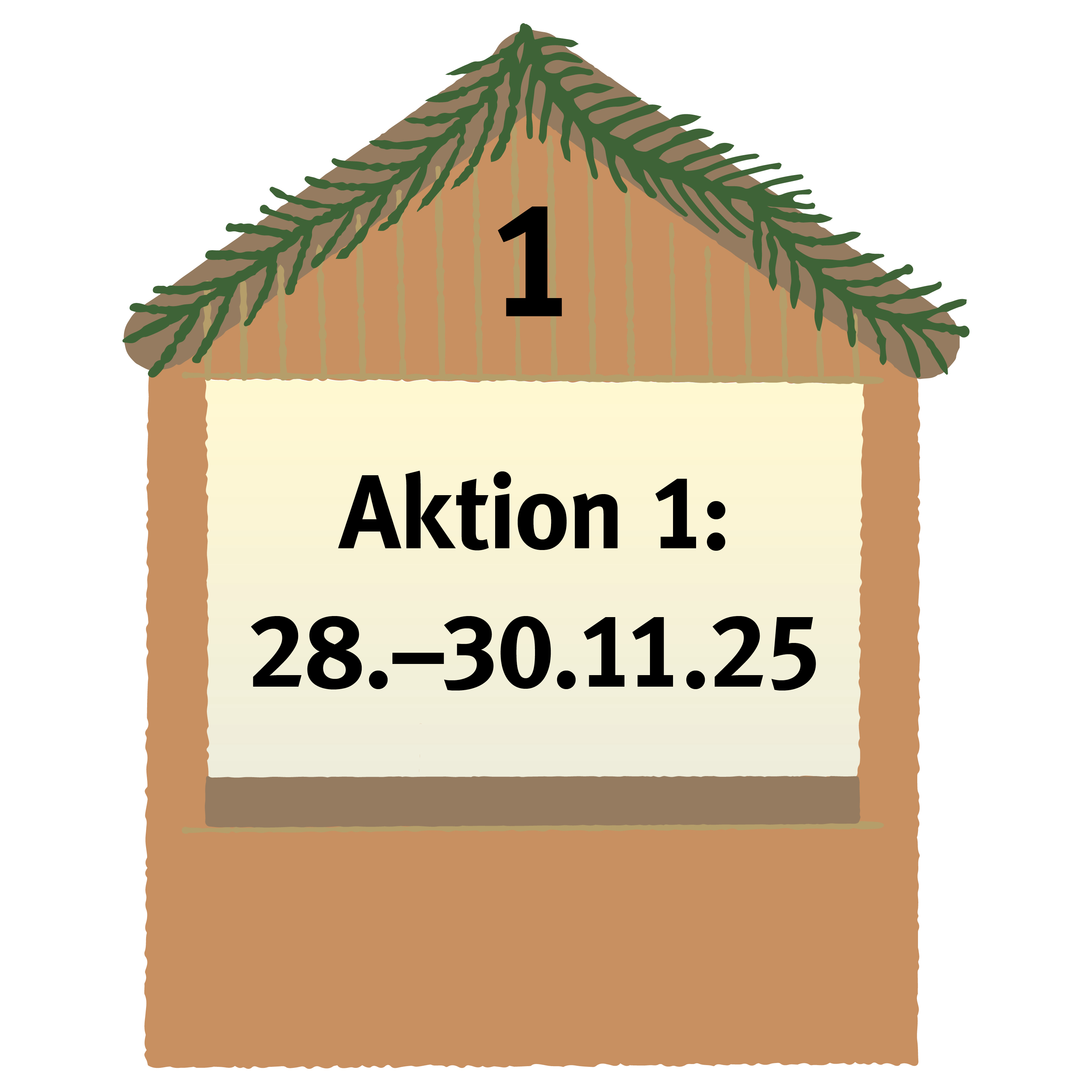 Grafische Weihnachtsmarkt Bude mit Aktionsdatum Nr 1