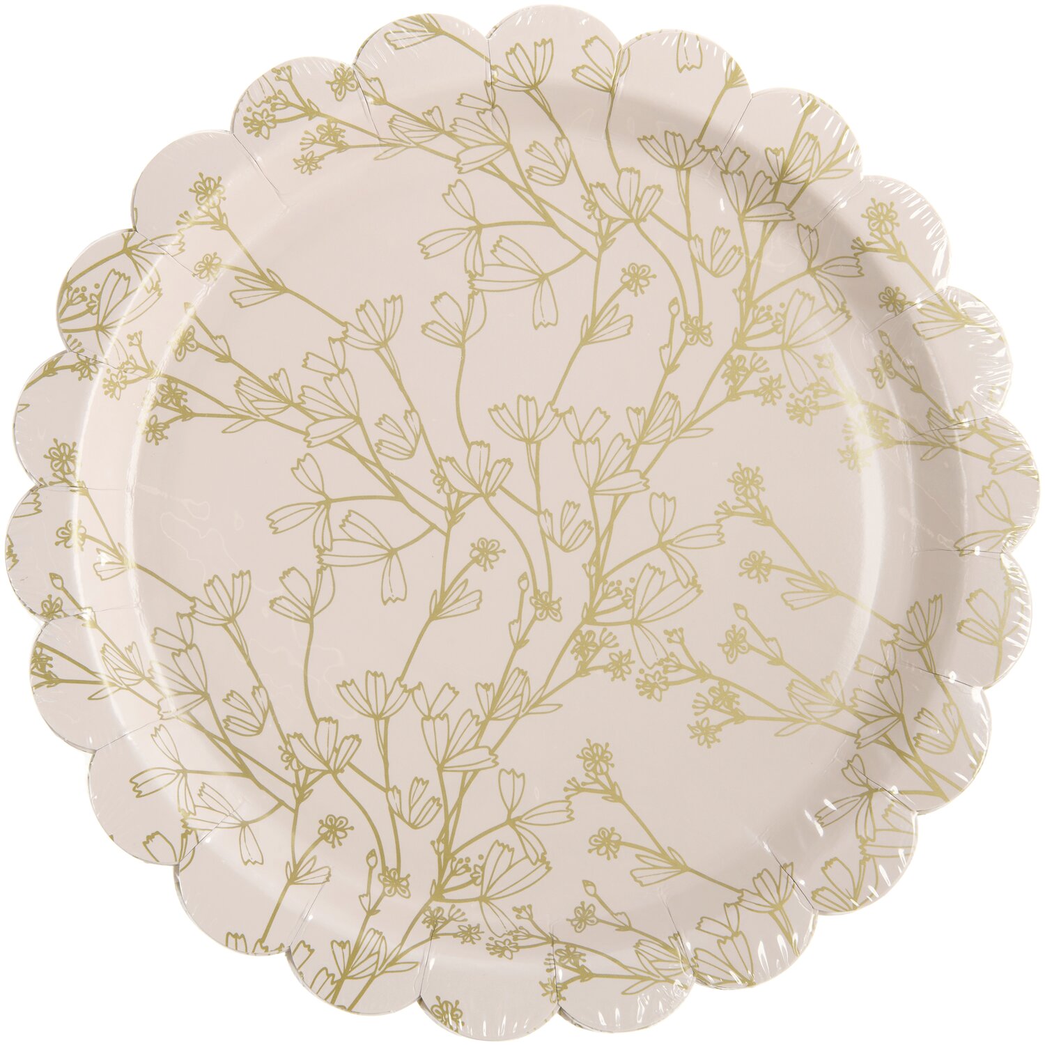 Pappteller Blumen Apricot/Gold 8 Stück Ø23cm von Rico Design