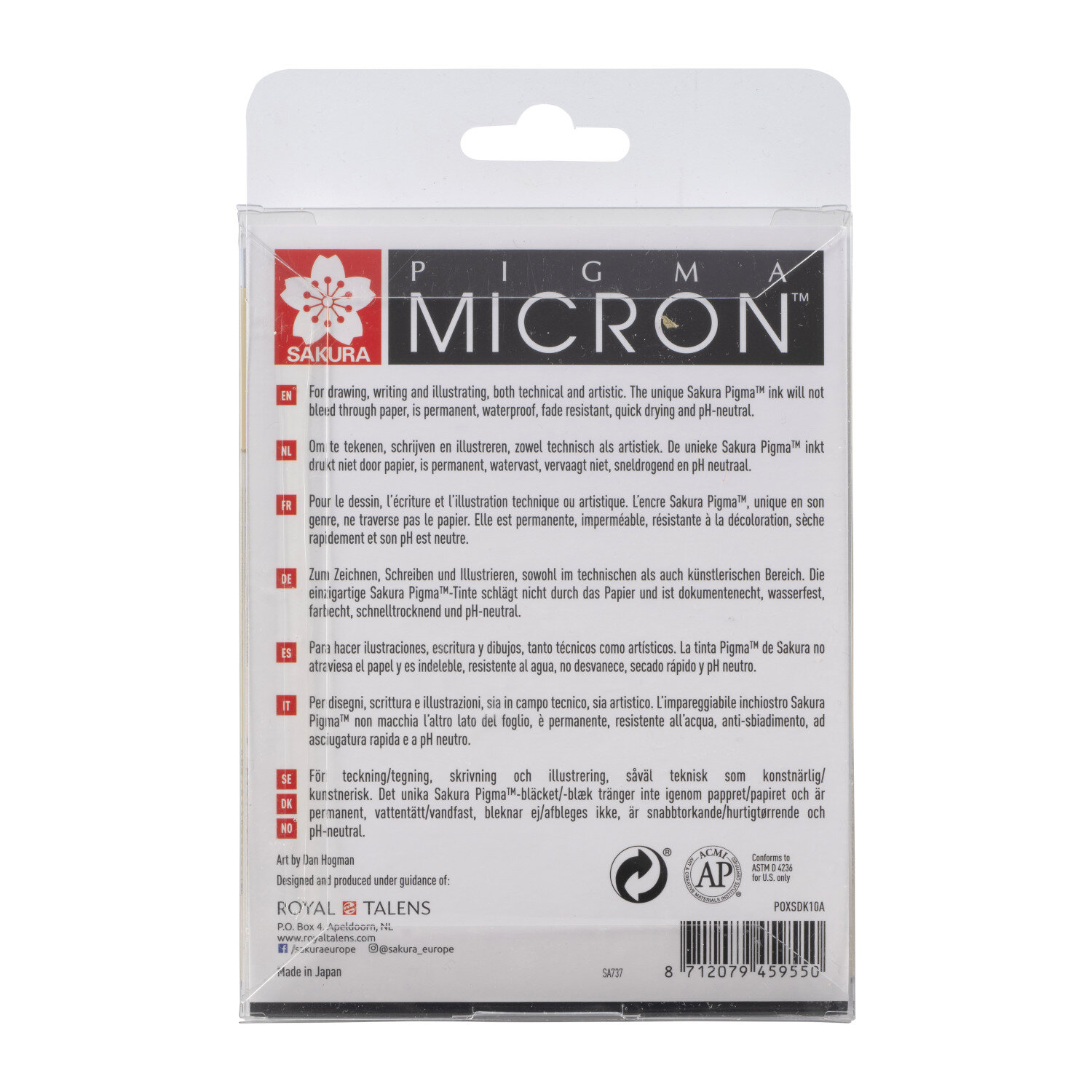 Pigment Liner Sakura Pigma Micron Fineliner Set Schwarz 10 Stück von Royal Talens