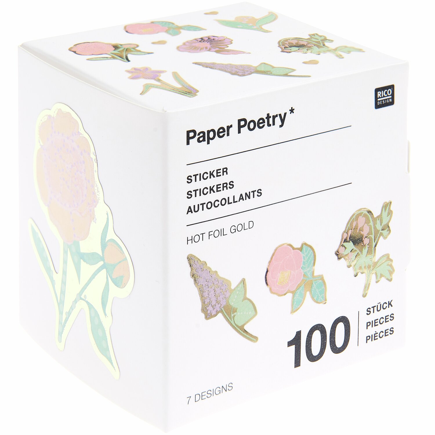 Paper Poetry Sticker auf Rolle Blumen 100-teilig von Rico Design