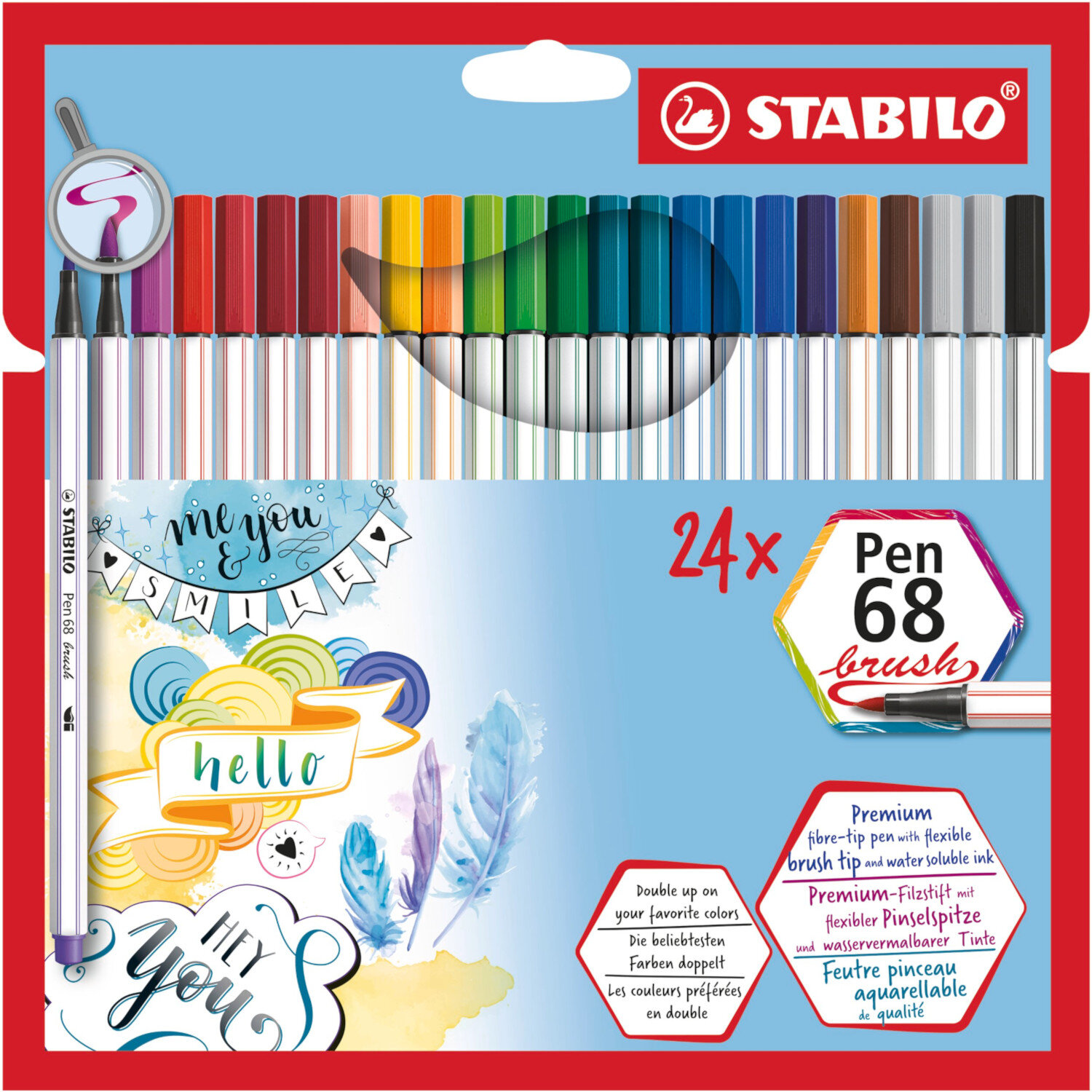 Pen 68 Brush im Kartonetui ohne Neonfarben 24 Farben von STABILO International 
