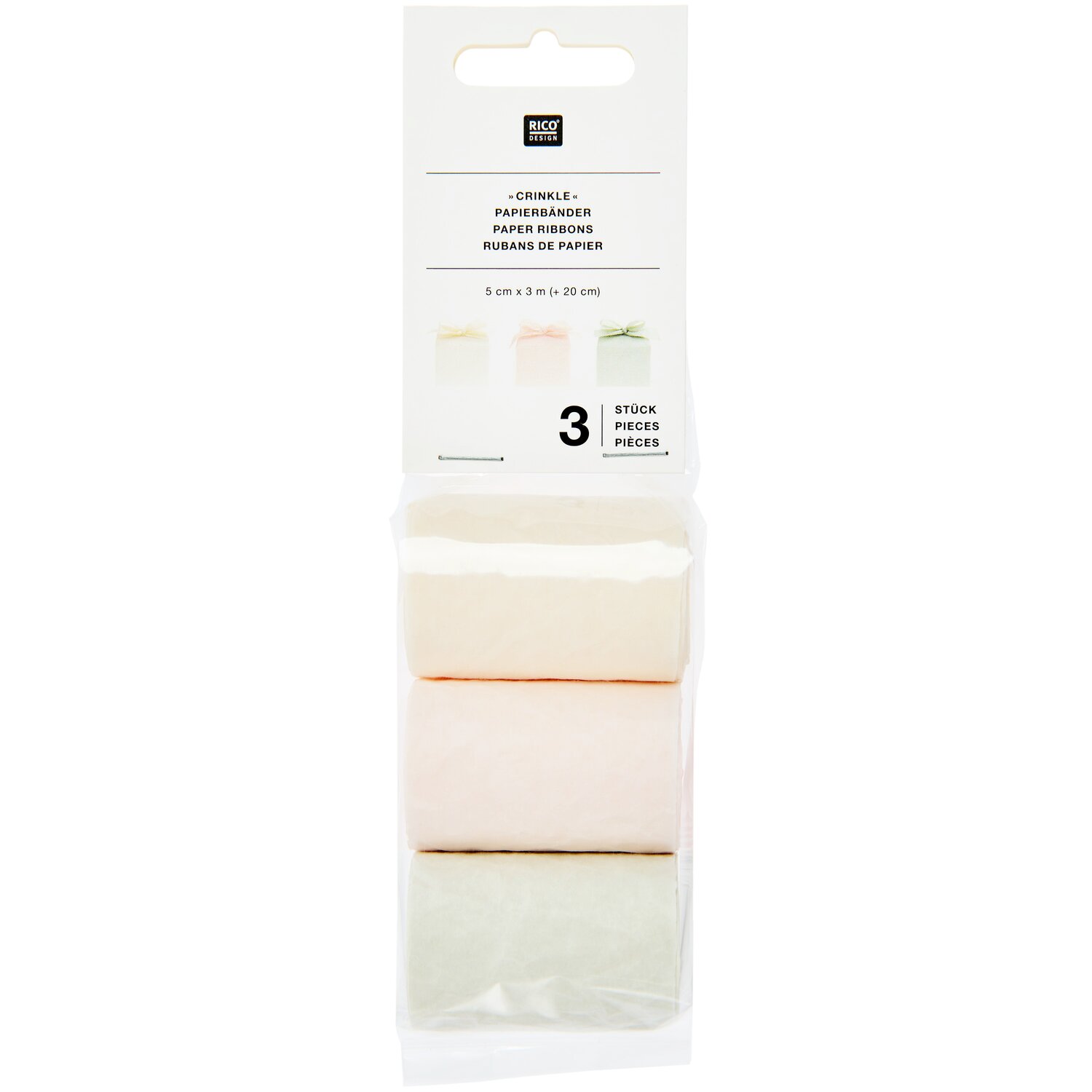 Knitter Papierbänder Elfenbein/Apricot/Schilf 3m Farbe Elfenbein/Apricot/Schilf von Rico Design