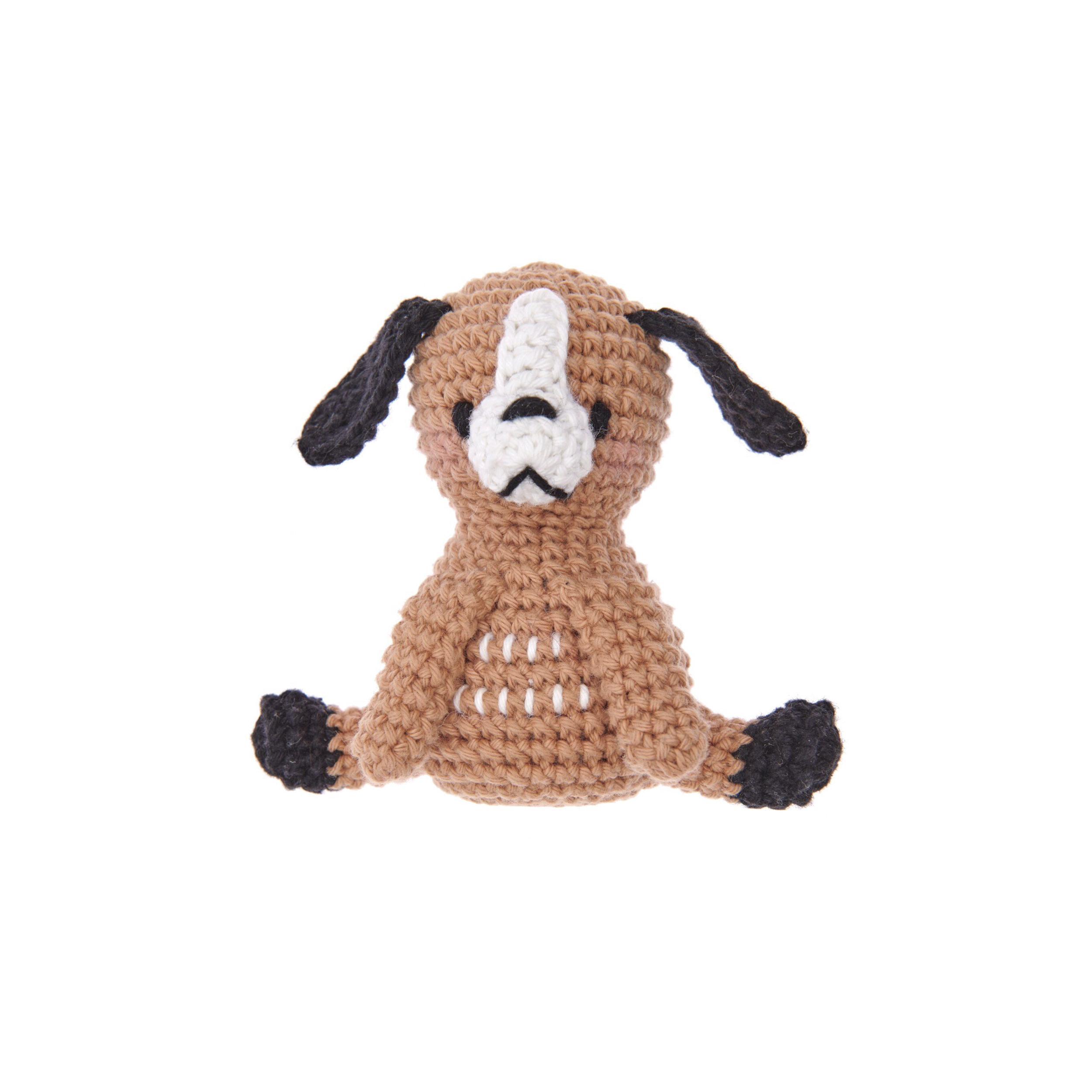 Flatlay Häkelfigur Hund