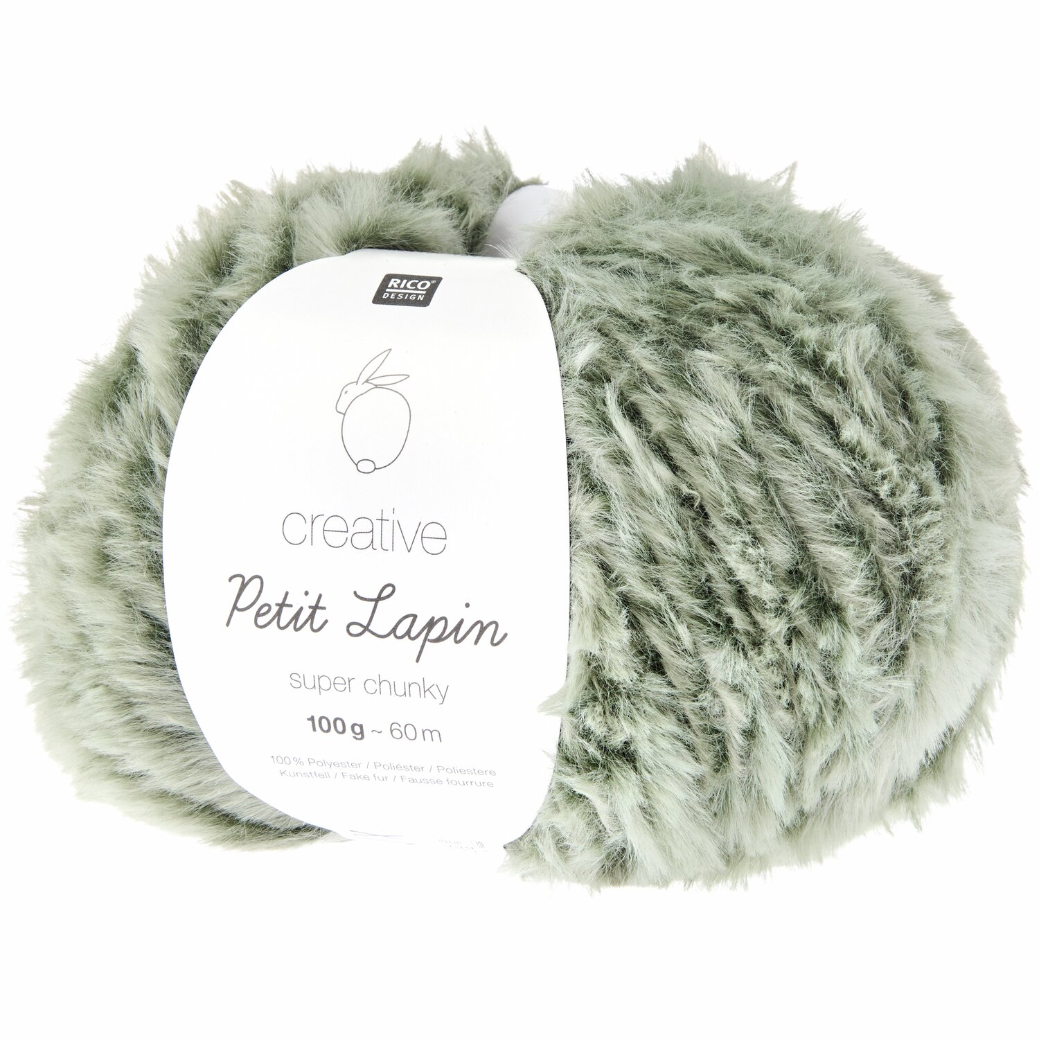 Creative Petit Lapin Super Chunky Wolle in grün von Rico Design, 100g, 60m. Flauschig und ideal für warme Strickprojekte.