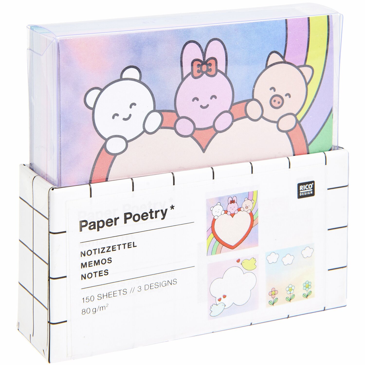 Paper Poetry Notizzettel-Box Chingu 9x9cm 150 Blatt von Rico Design