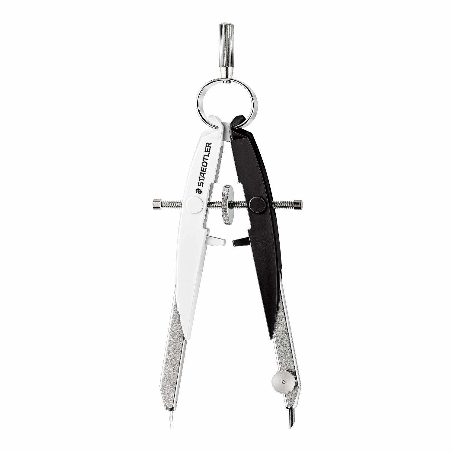 Mars Comfort Zirkel Farbe Schwarz-Weiß von STAEDTLER Mars Comfort Zirkel von Staedtler in Schwarz-Weiß, ideal für präzises Zeichnen und Messen.