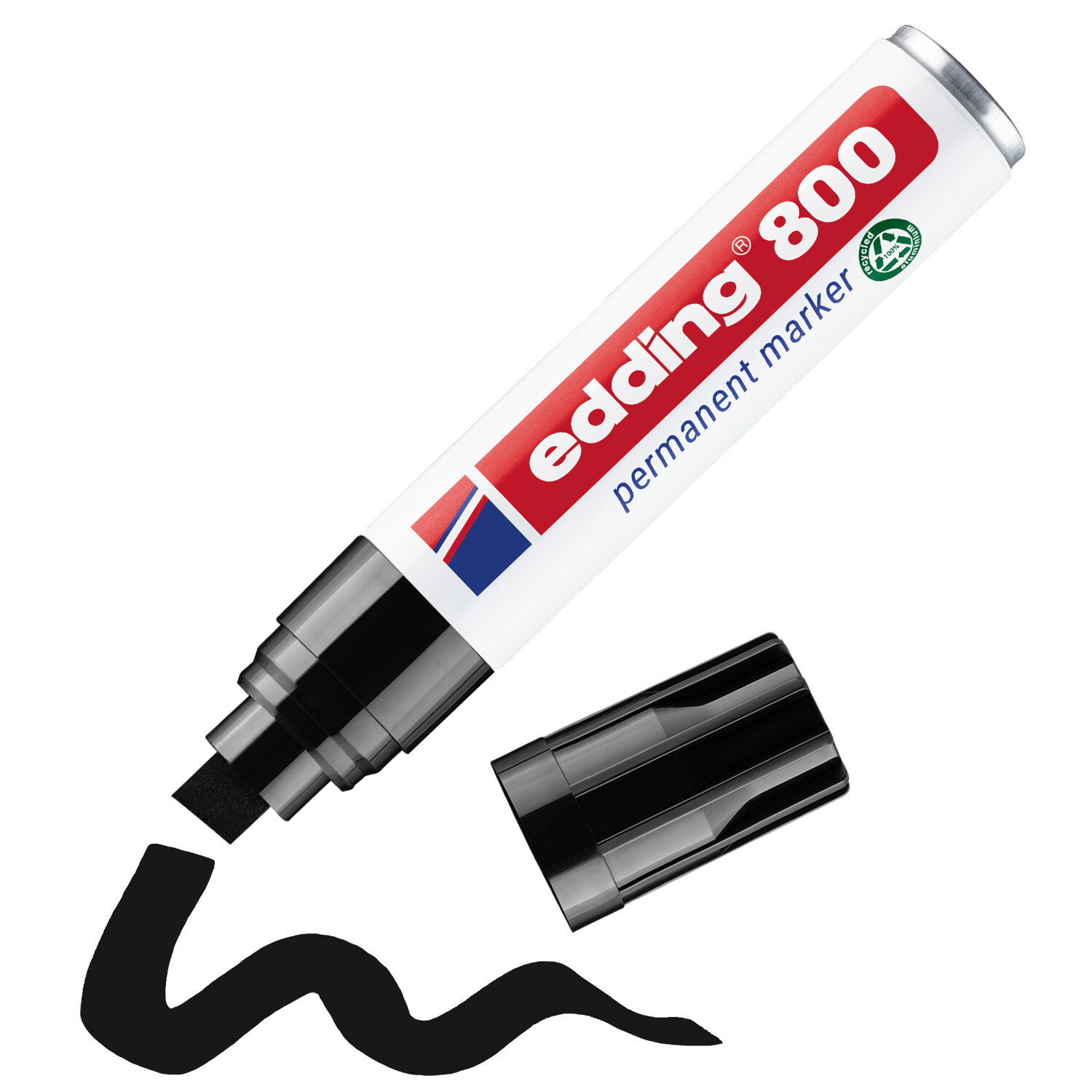 800 Permanentmarker schwarz 4-12mm von edding International  edding 800 Permanentmarker mit 4-12mm Spitze, schwarze Tinte, ideal für dauerhafte Markierungen.