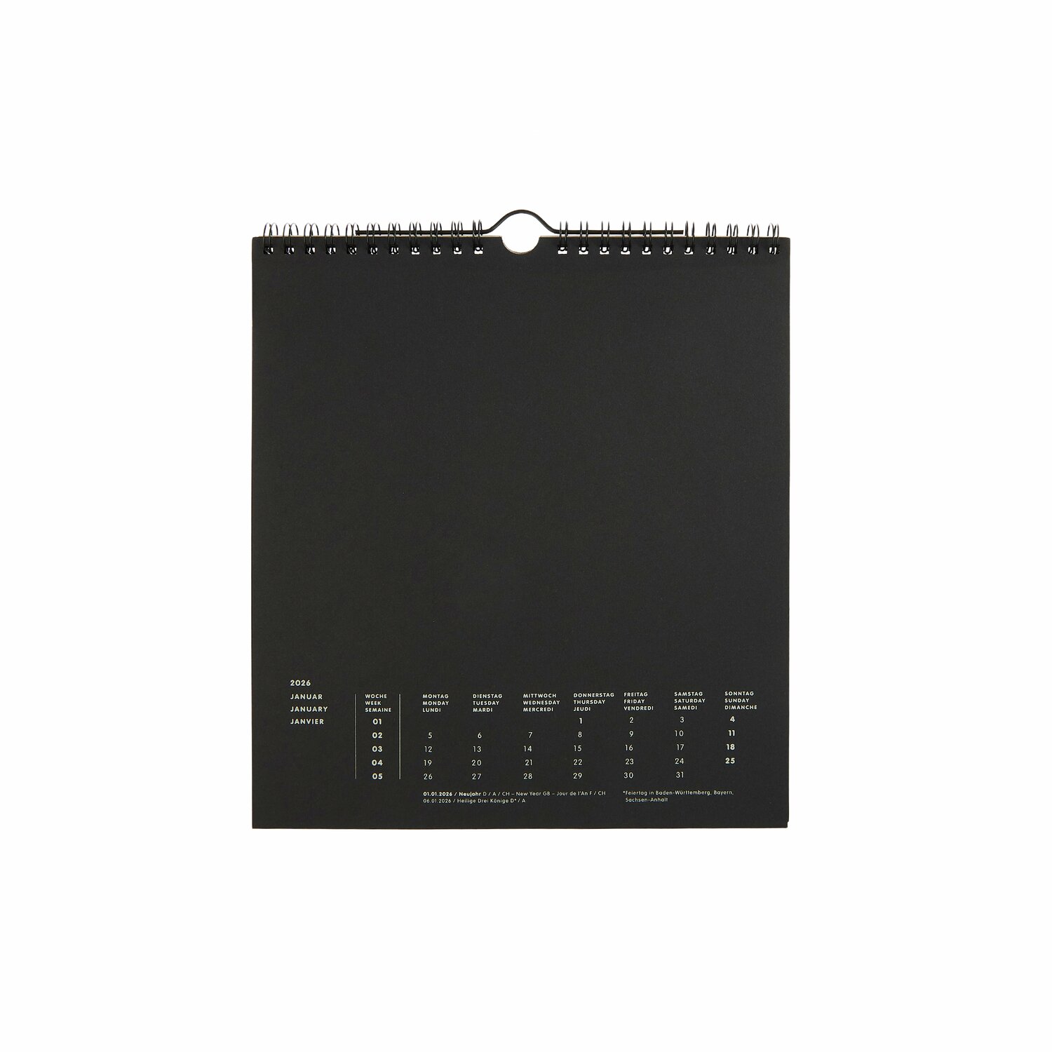 Bastelkalender 2026 21,5x24cm Farbe Schwarz von Rico Design