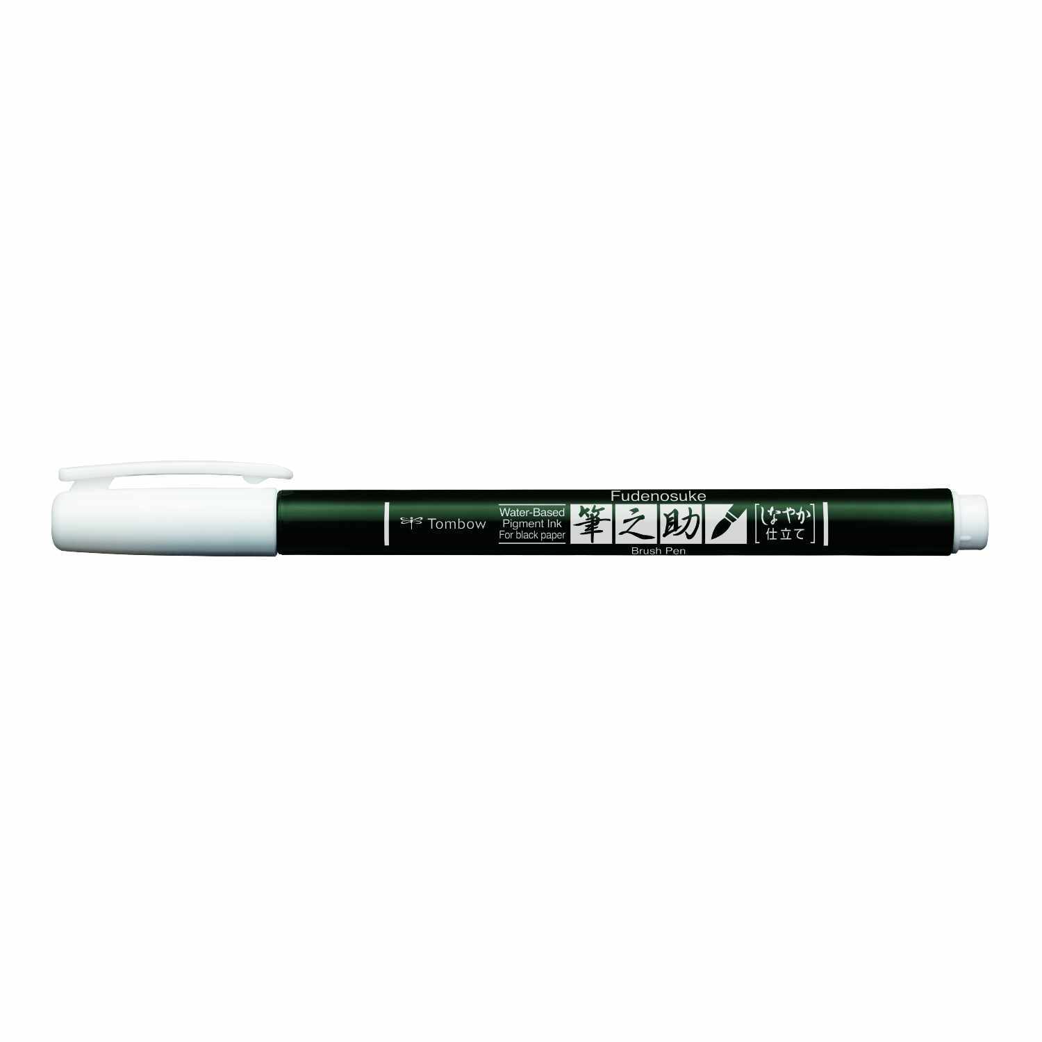 Fudenosuke Brush Pen Pastel von Tombow in Weiß, ideal für Kalligraphie und kreative Projekte.