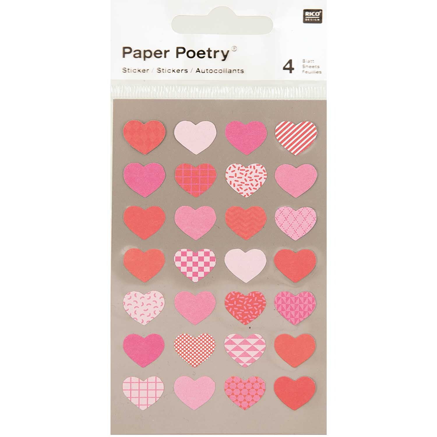 Paper Poetry Sticker Herzen mehrfarbig 4 Bogen Paper Poetry Sticker Herzen mehrfarbig 4 Bogen
