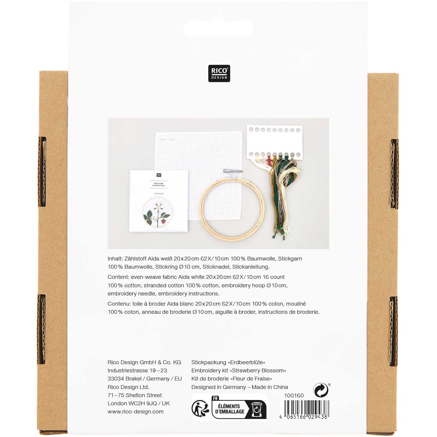 Stickpackung Bild Erdbeerblüte Stickpackung Bild Erdbeerblüte