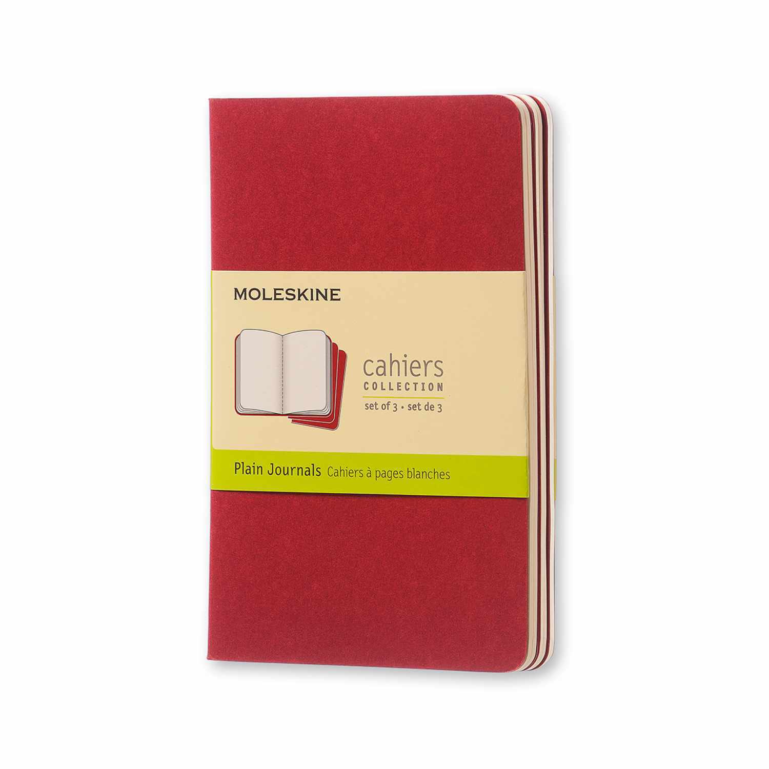 Notizbücher Cahier blanko Kartoneinband A6 3 Stück Farbe Preiselbeerrot von Moleskine Notizbücher Cahier blanko A6, 3er-Set in Preiselbeerrot von Moleskine, mit Kartoneinband. Ideal für kreative Notizen.