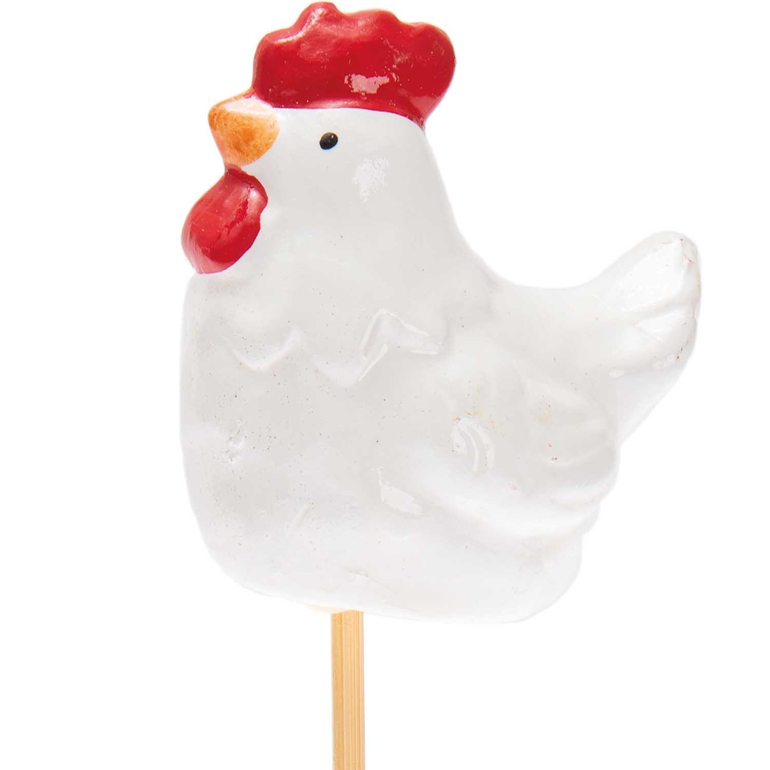 Pick Huhn/Henne weiß-rot Keramik 19,5cm