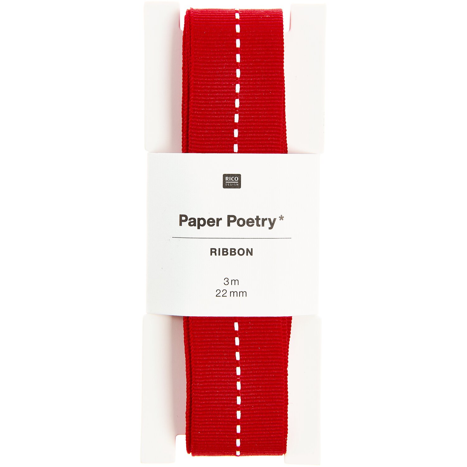 Paper Poetry Webband mit Naht Rot-Weiß 22mmx3m von Rico Design