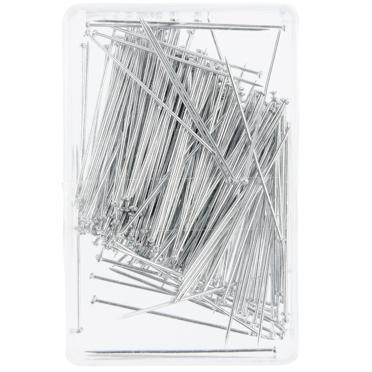 Stecknadeln 20g in transparenter Box, feine metallische Nadeln von Rico Design, ideal zum Nähen, Fixieren von Stoffen und präzisen Handarbeitsprojekten