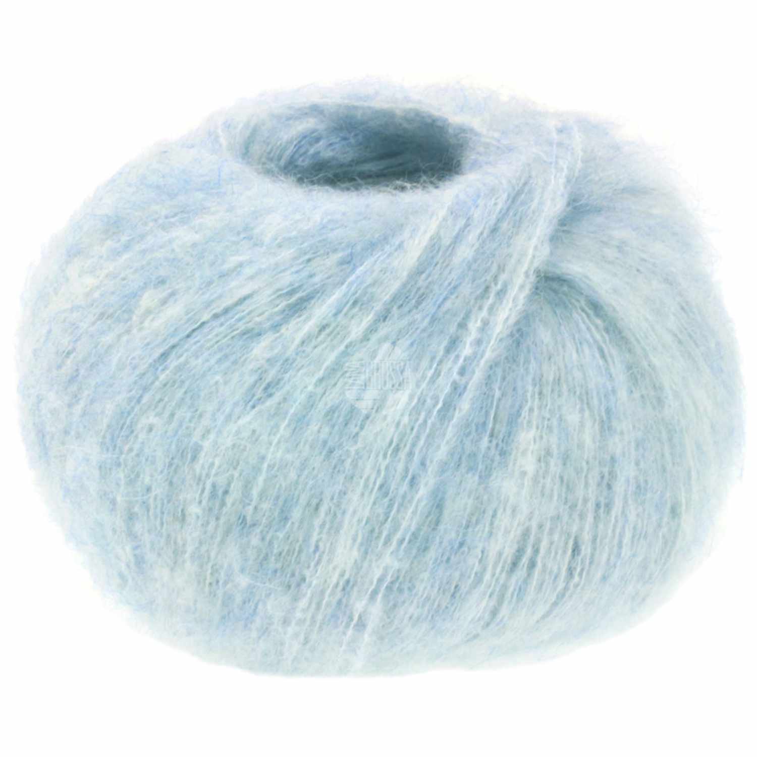 Bella, ein weiches Garn von Lana Grossa, in Hellblau. Perfekt für leichte Strickprojekte.