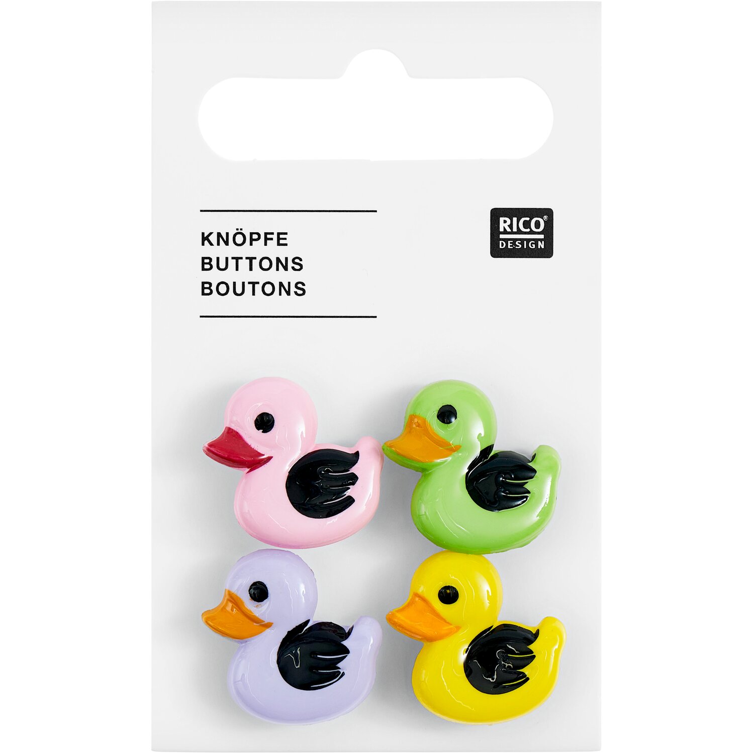 Knöpfe Ente Bunt 1,8x1,9cm 4 Stück von Rico Design