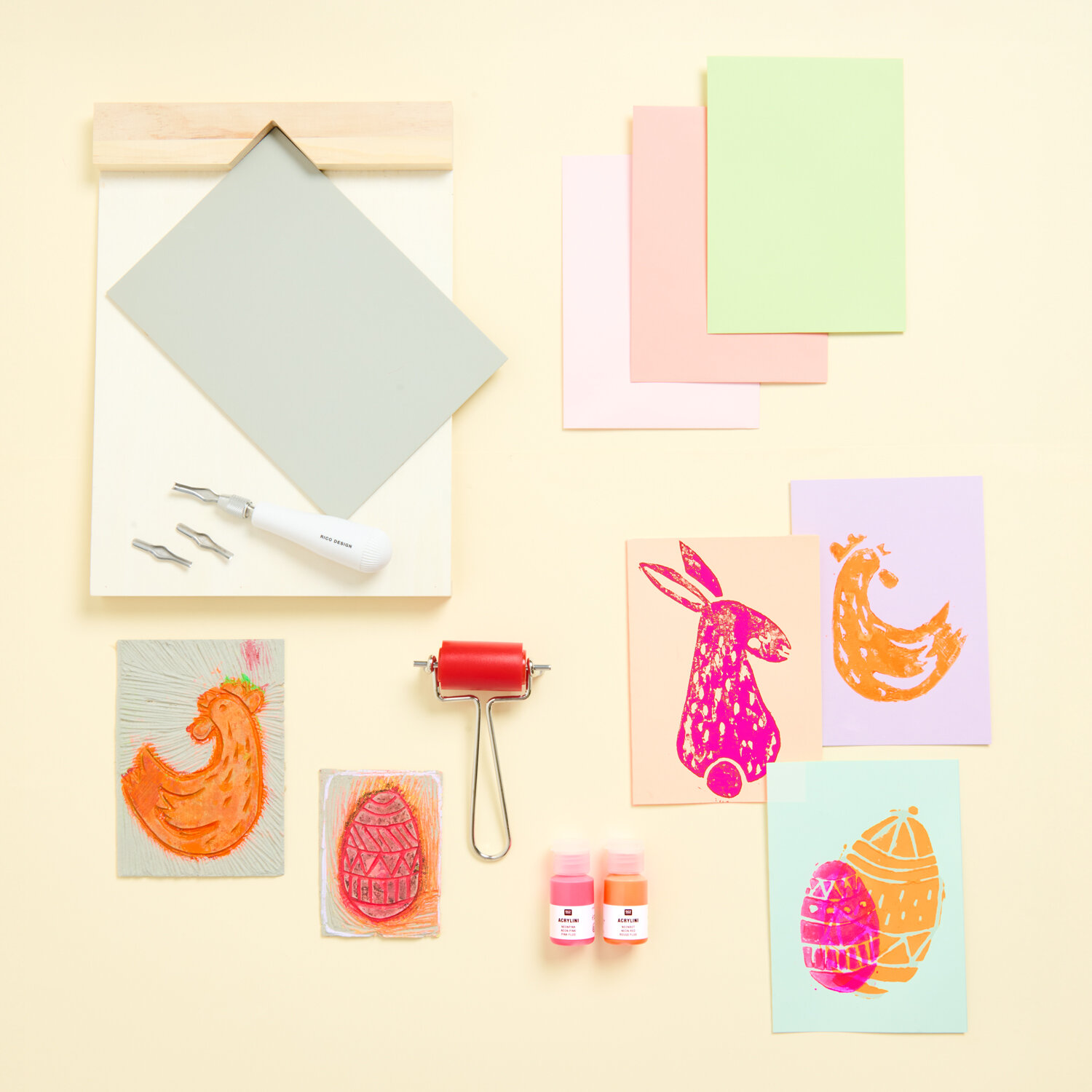 DIY Set Linol Osterkarten von Rico Design