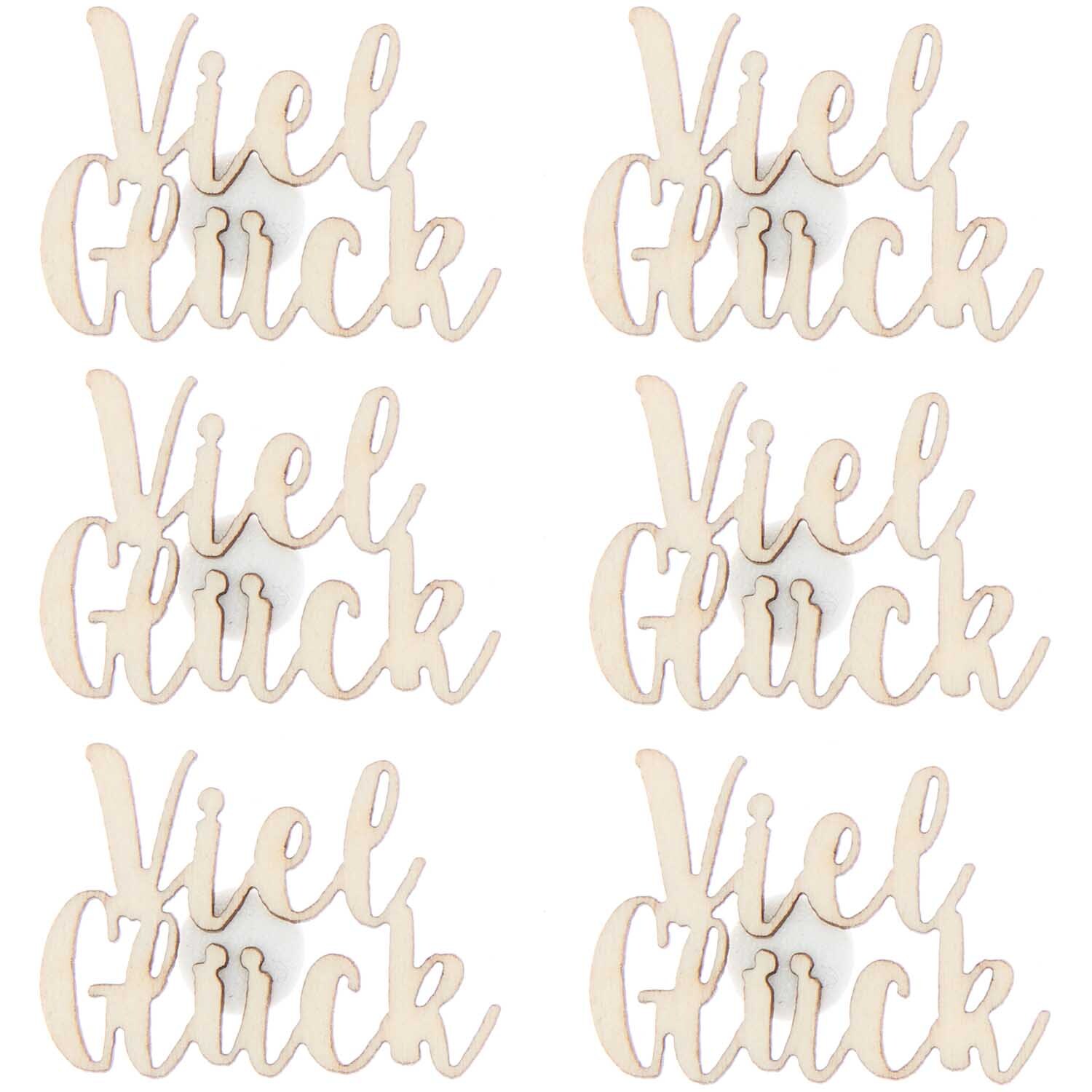 Holzsticker "Viel Glück" 30x22mm 4 Stück