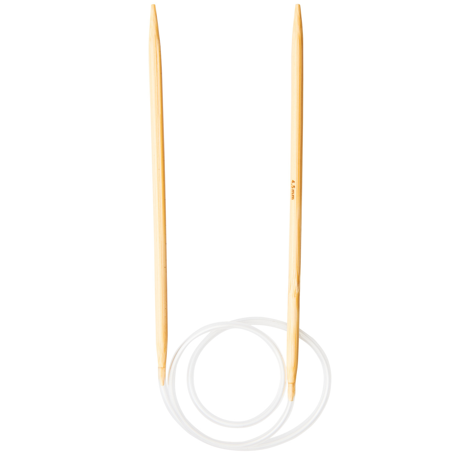 Rundstricknadel 60cm Bambus von Rico Design, hellbraun, mit flexiblem Kunststoffseil. Ideal für Strickprojekte.