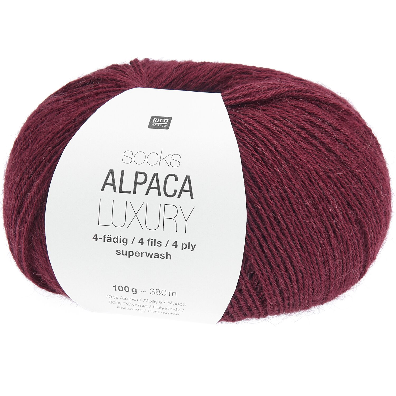 Socks Alpaca Luxury 4-fädig 100g 380m Farbe Bordeaux von Rico Design Socks Alpaca Luxury 4-fädig 100g 380m Farbe Bordeaux von Rico Design