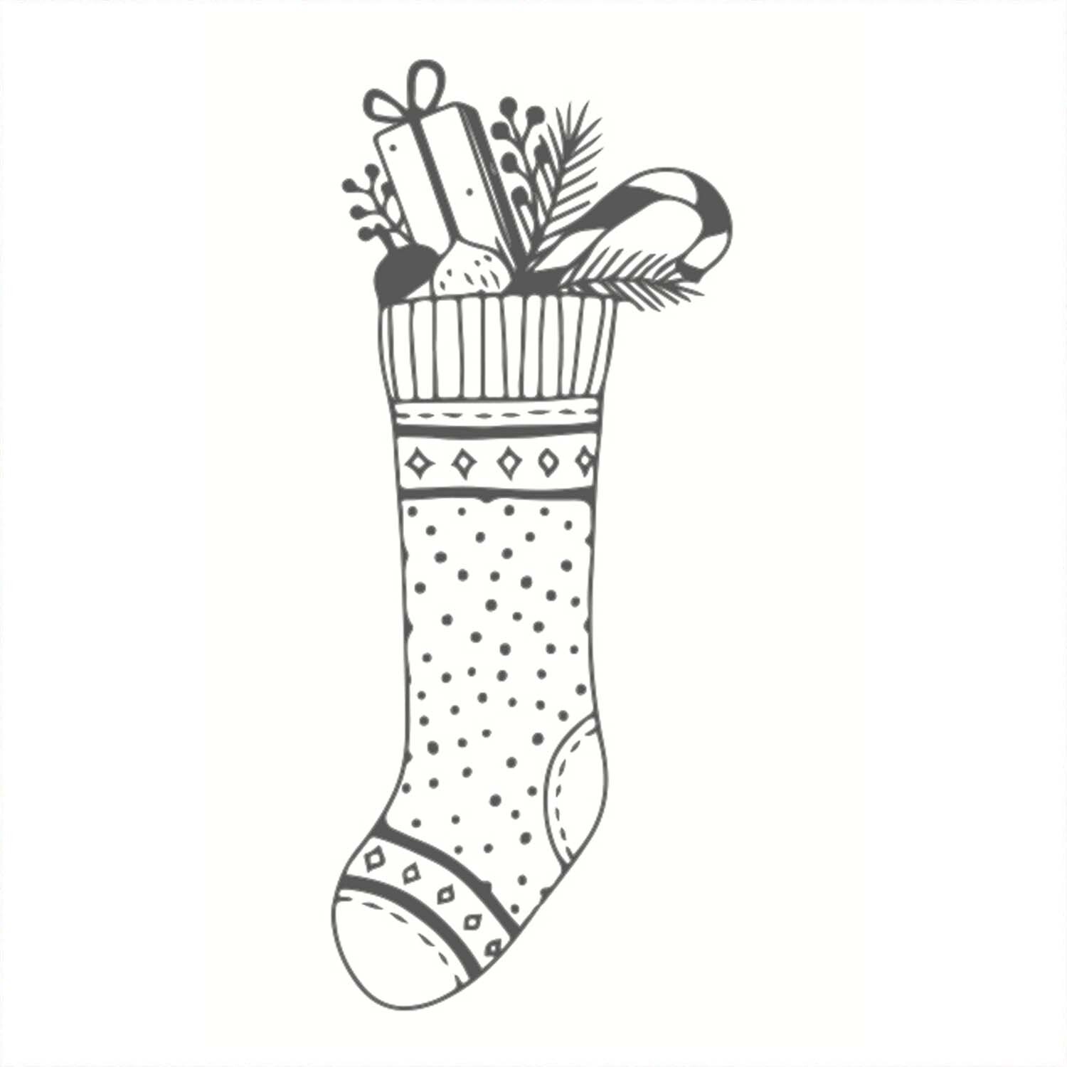 Stempel Weihnachtsstrumpf weiß 35x55mm