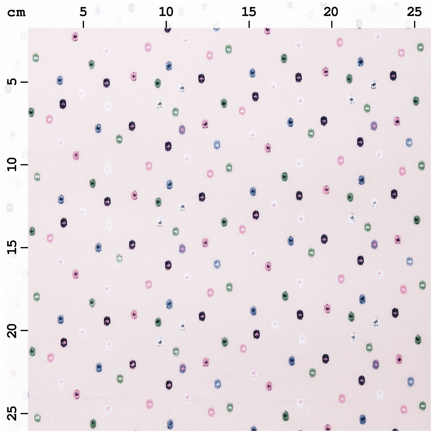 Druckstoff grafische Punkte rosa 140cm von Rico Design Druckstoff grafische Punkte rosa 140cm mit bunten Punkten auf hellem Hintergrund, ideal für kreative Nähprojekte.
