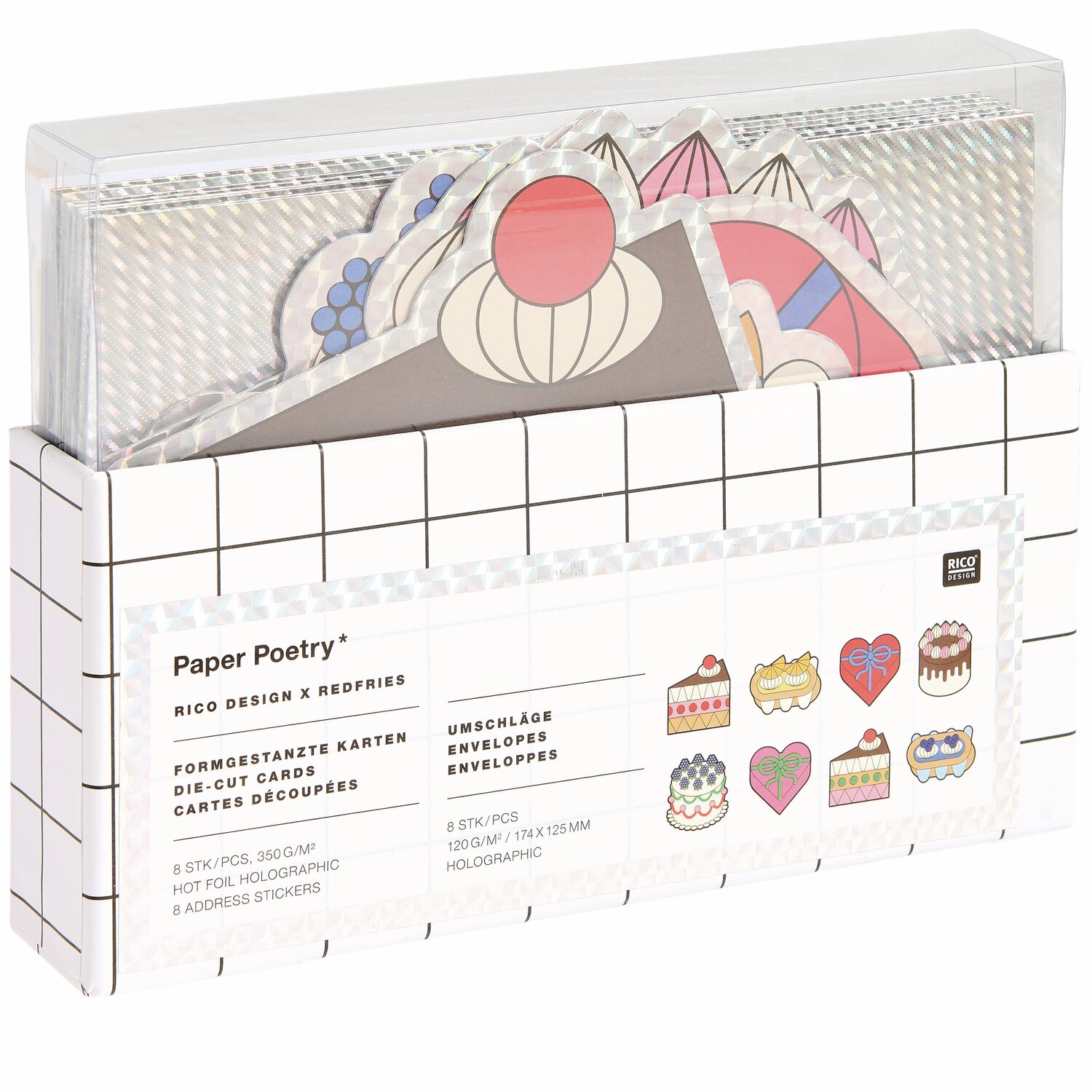 Rico Design x Redfries Kartenset Torten formgestanzt B6 von Rico Design