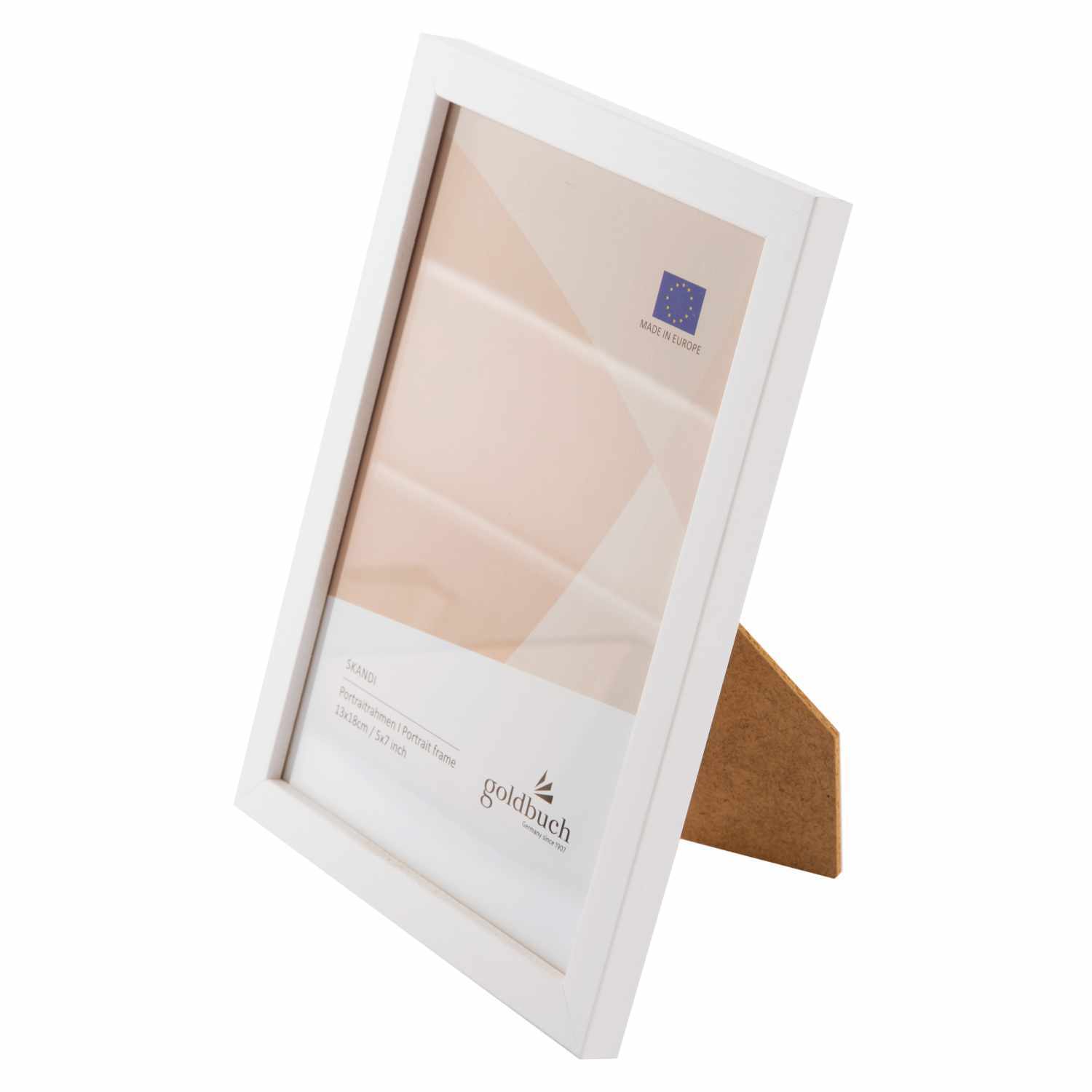 Bilderrahmen aus Holz in Weiß von goldbuch, auf einem Tisch stehend, ideal für Fotos.