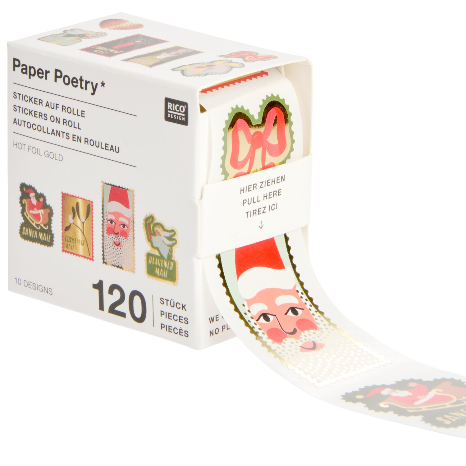 Paper Poetry Mini Sticker auf Rolle Advent Briefmarken 120-teilig von Rico Design